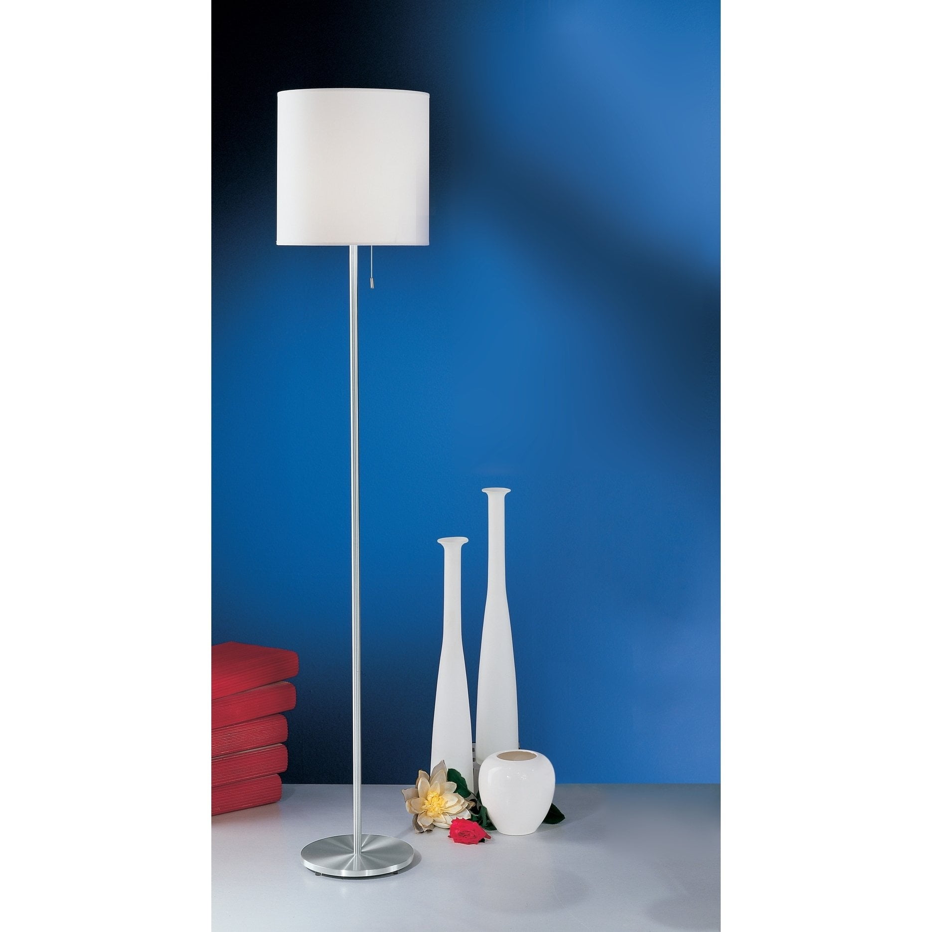 EGLO Sendo One Light Floor Lamp with Linen Shade (Aluminum, 60 in) 9zlar
