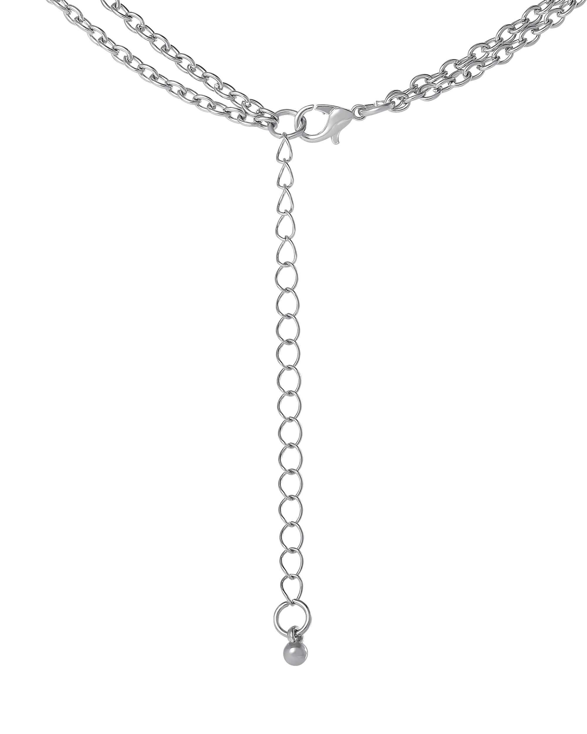 Bluey & Bingo Layered Pendant Necklace (Silver Tone, 16 in) 4ic7m