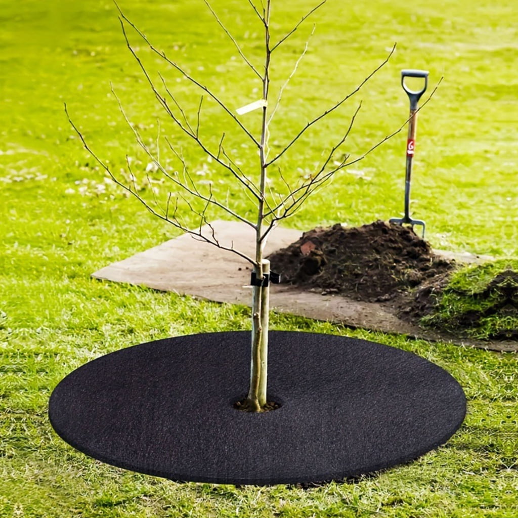 WINDLAND Breathable Landscape Tree Rings Weed Barrier Mat for Soil Moisture Control (Green, 24 in) wwhk4