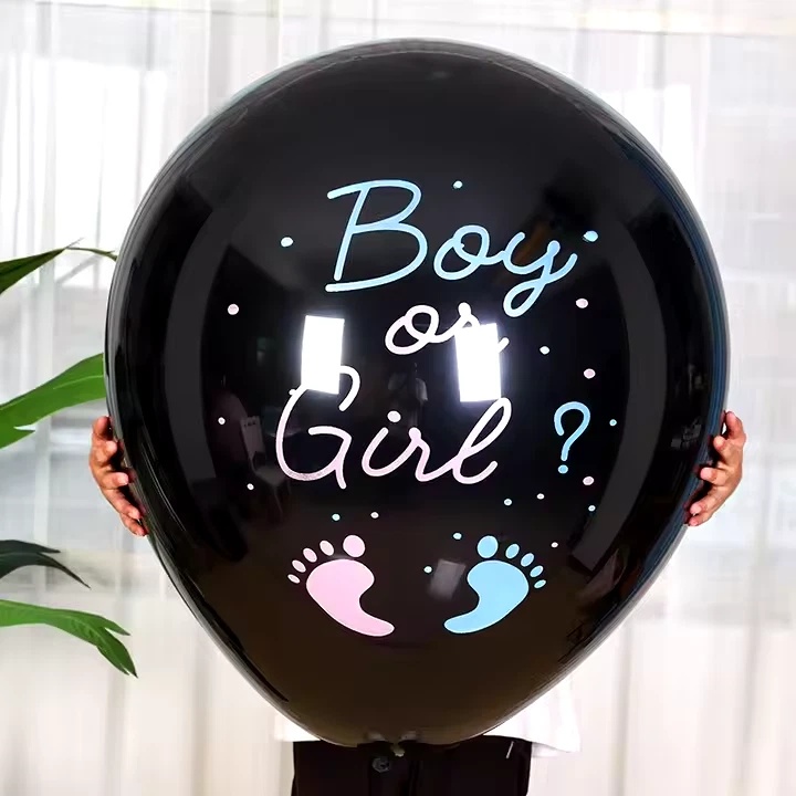 KLYNE Gender Reveal Balloon Set, Durable Latex Party Decor (Black, 36 in) 0lgvi