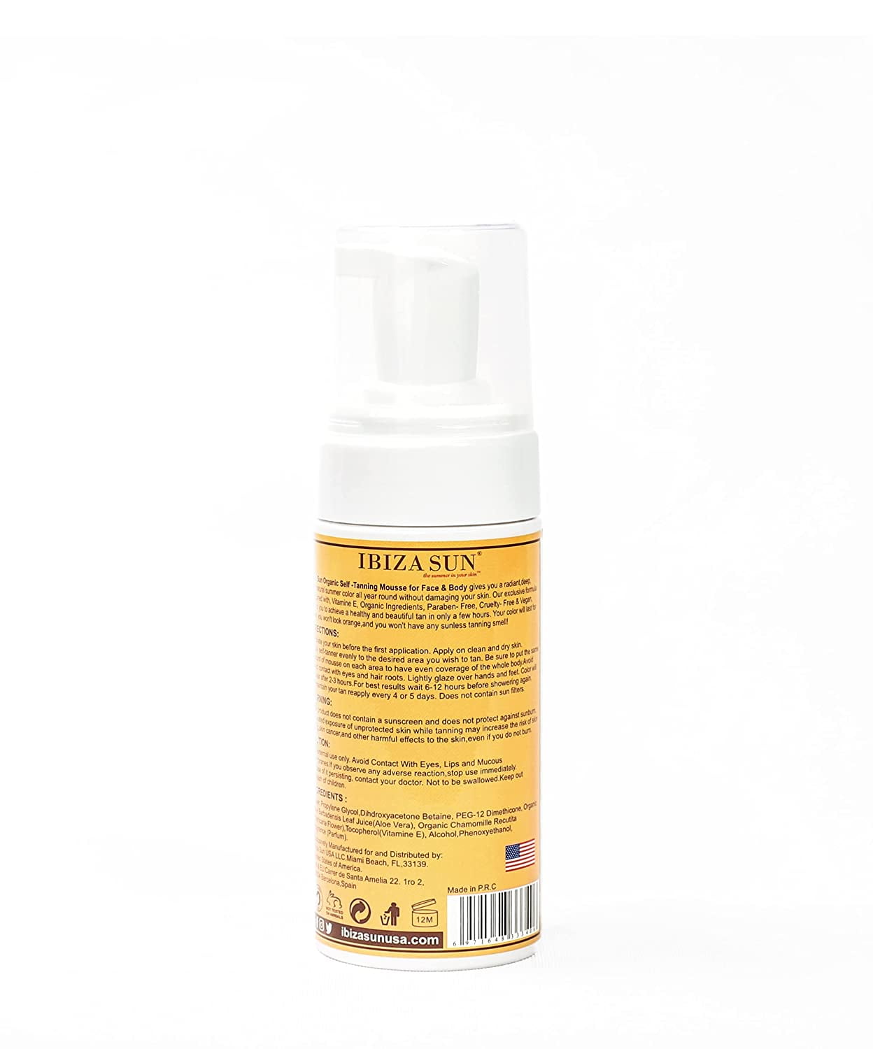 Ibiza Sun Organic Self Tanning Mousse for Face and Body (Natural Sunless Tan, 6.7 fl oz) 4mwun