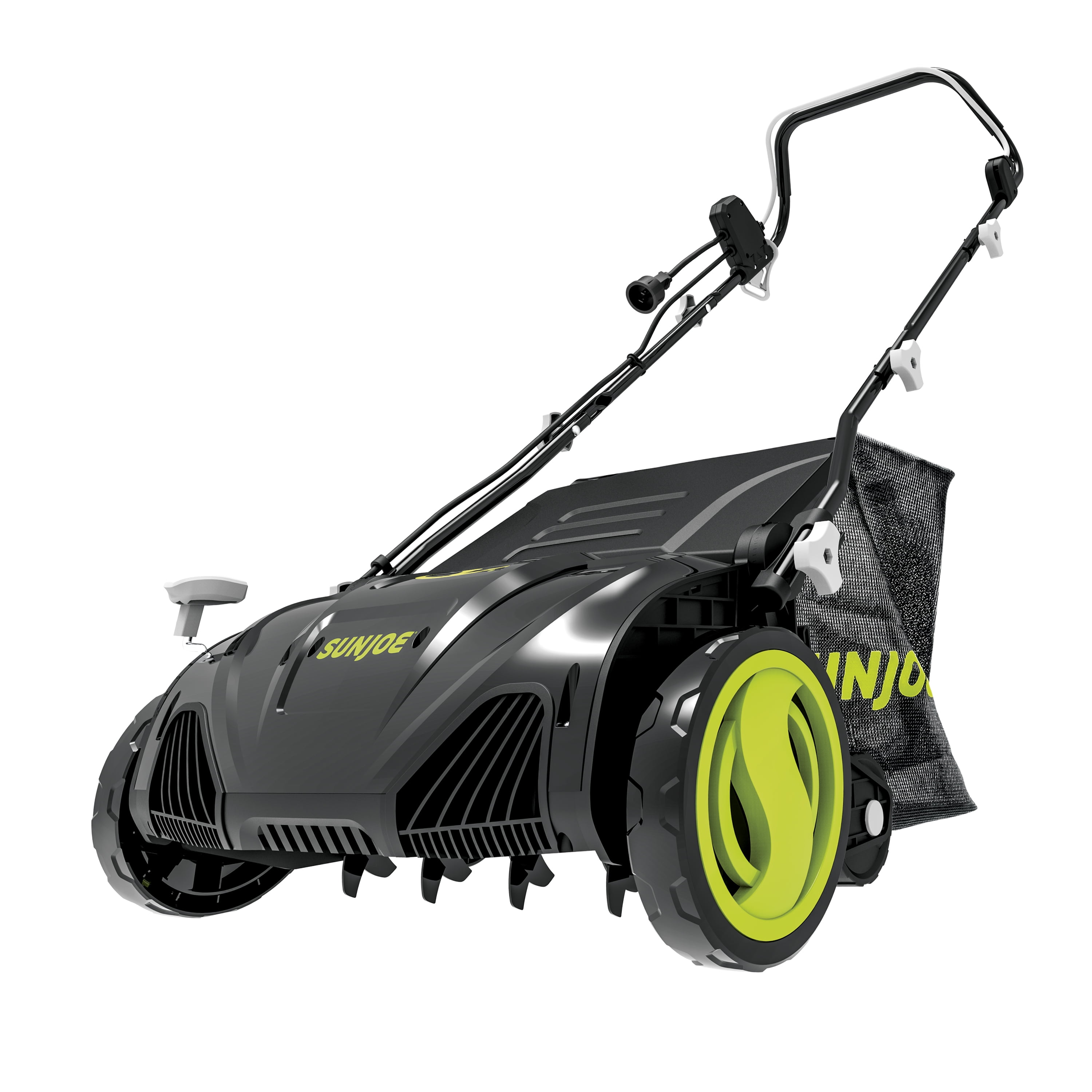 Sun Joe AJ805E Electric Lawn Dethatcher and Scarifier, 13-Amp Motor, 15-Inch Cutting Width (Green) kjv9c