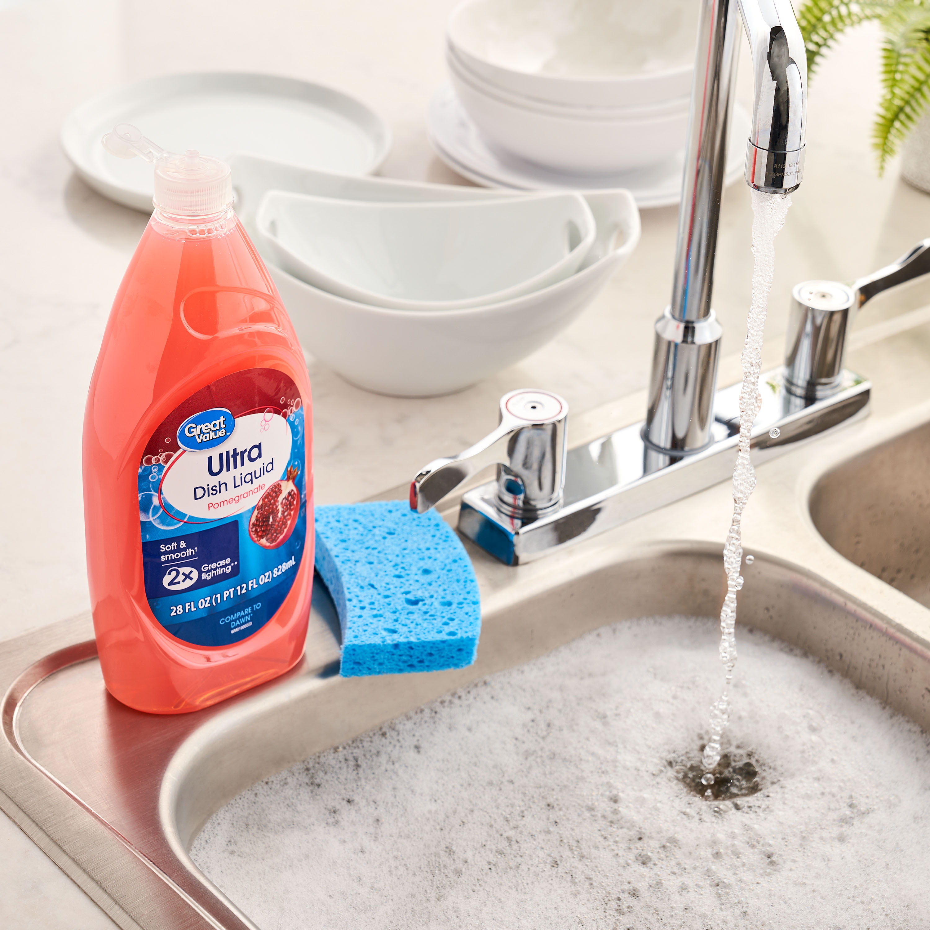 Great Value Ultra Dish Liquid Soap, Pomegranate Scent, Grease Fighting Formula (6 Pack, 28 fl oz) zeelp