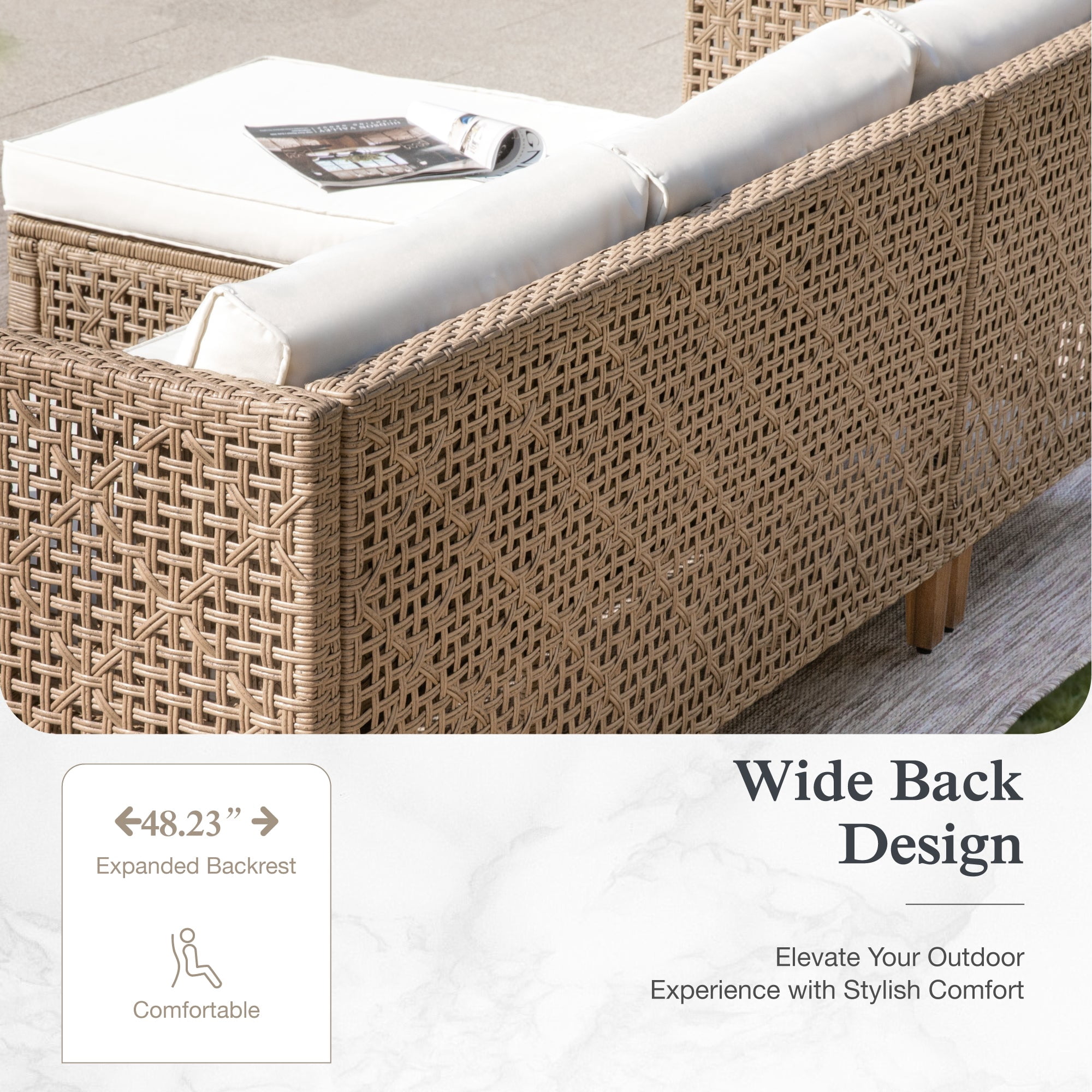 Alpha Joy 3-Piece Wicker Patio Furniture Conversation Set with Wood Coffee Table (Boho Style, 3-Piece Set) ijtn8