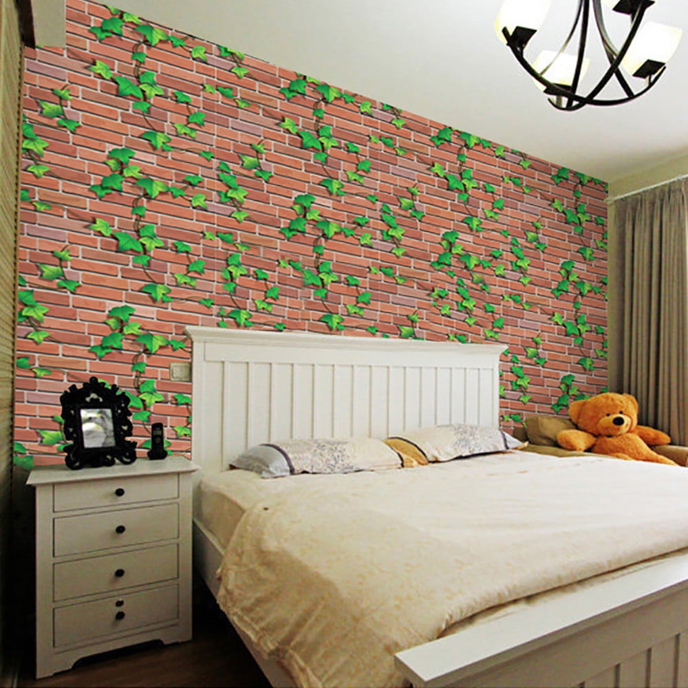 JoyMoreHome Peel and Stick Brick Wallpaper, Vintage Stone Decorative Contact Paper for Kitchen (Red, 17.7 in x 39.4 in) c6bag