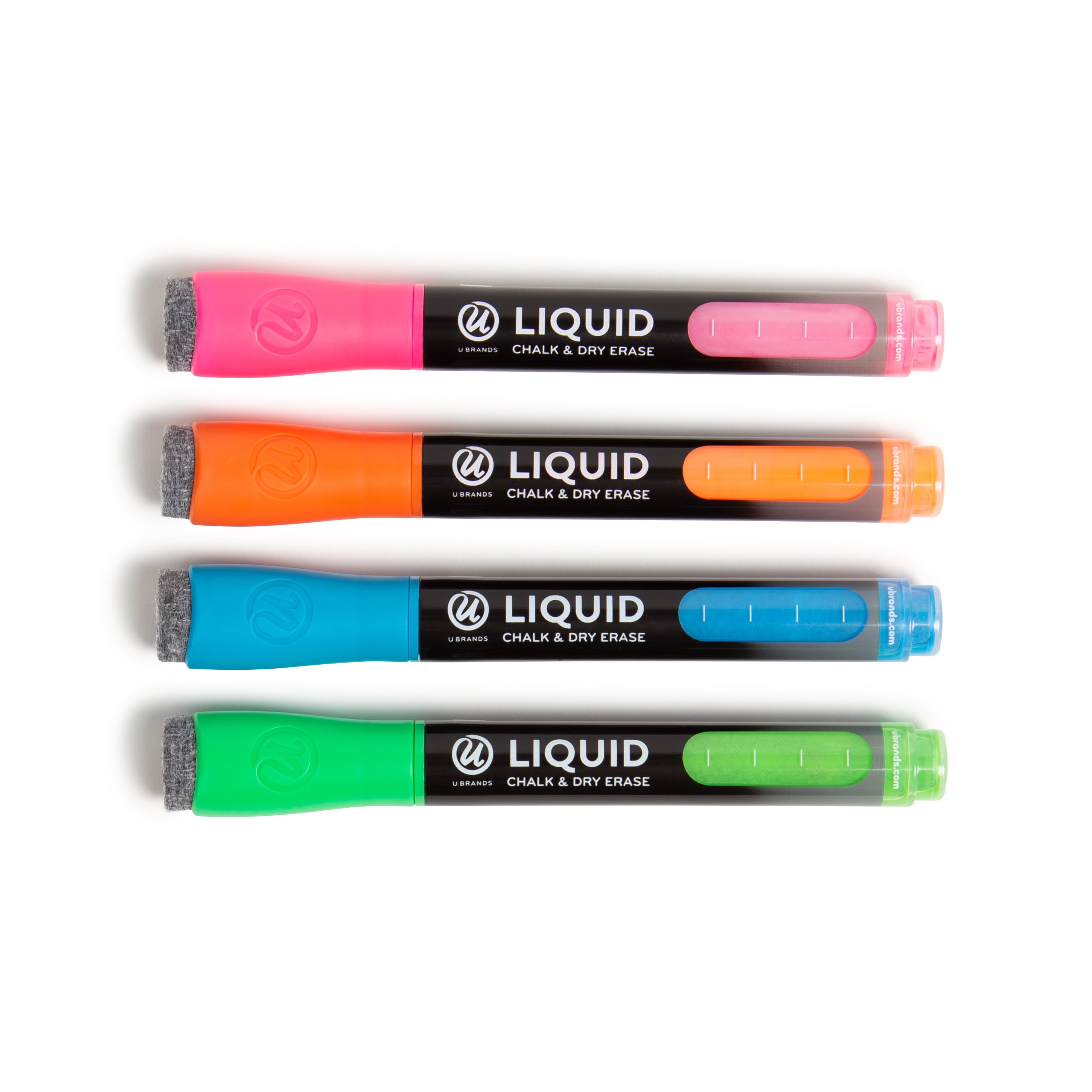 U Brands Liquid Chalk and Dry Erase Markers, Dual Surface Writing, Assorted Colors (4 Count) 8p771