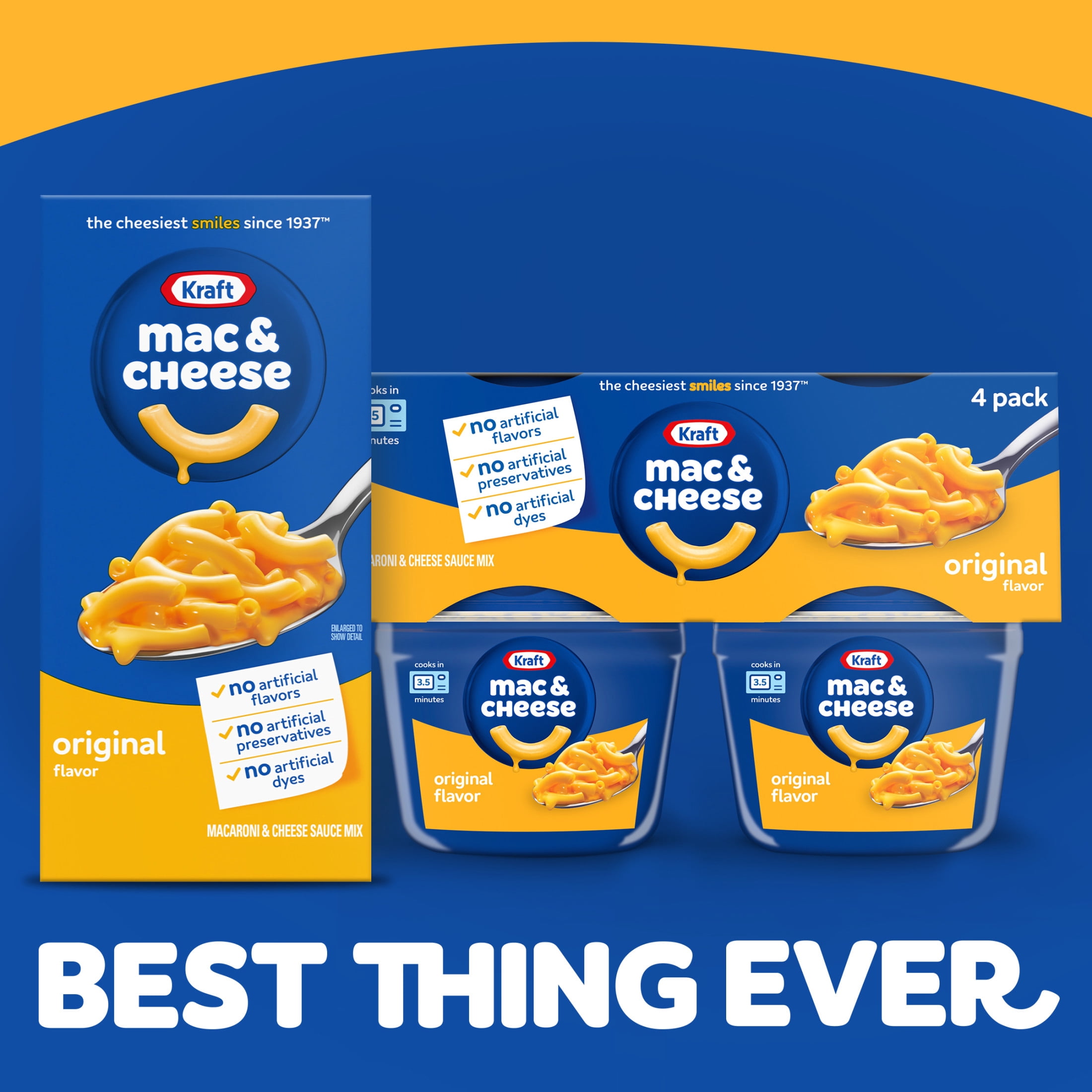 Kraft Original Macaroni and Cheese Dinner Cups (4 Pack, 2.05 oz Each) 4juec