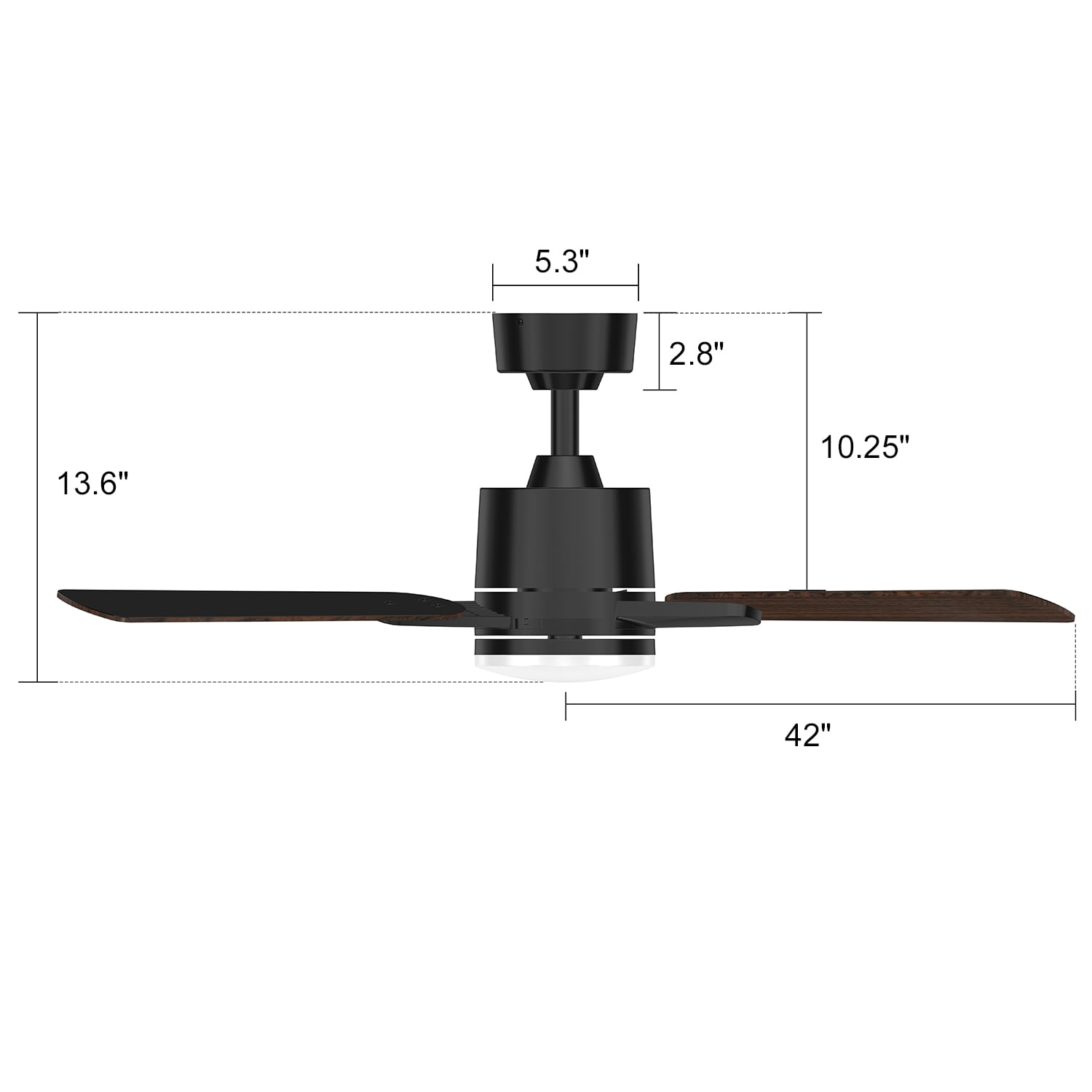 Mainstays 42 in Ceiling Fan with LED Light and Remote Control (Black, 42 in) ofavv