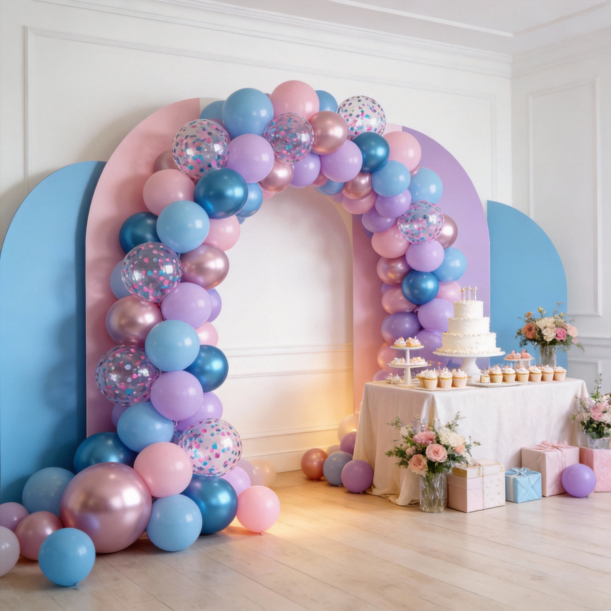 Qiameng Party Balloon Arch Kit, Pastel Pink Blue Purple Metallic Latex Balloons for Birthday Baby Shower Decorations (50 Count, 12 in) tbzd8
