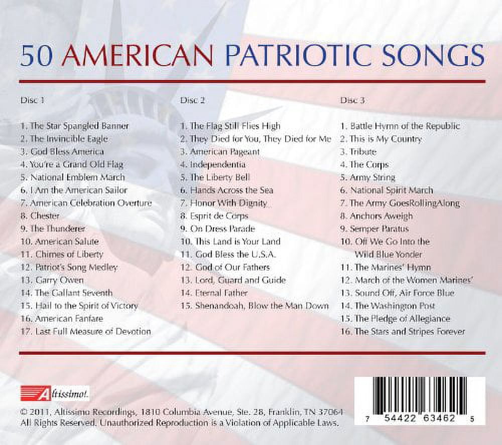 Altissimo Records U.S. Military Bands 50 American Patriotic Military Songs (1 Disc) wi26v