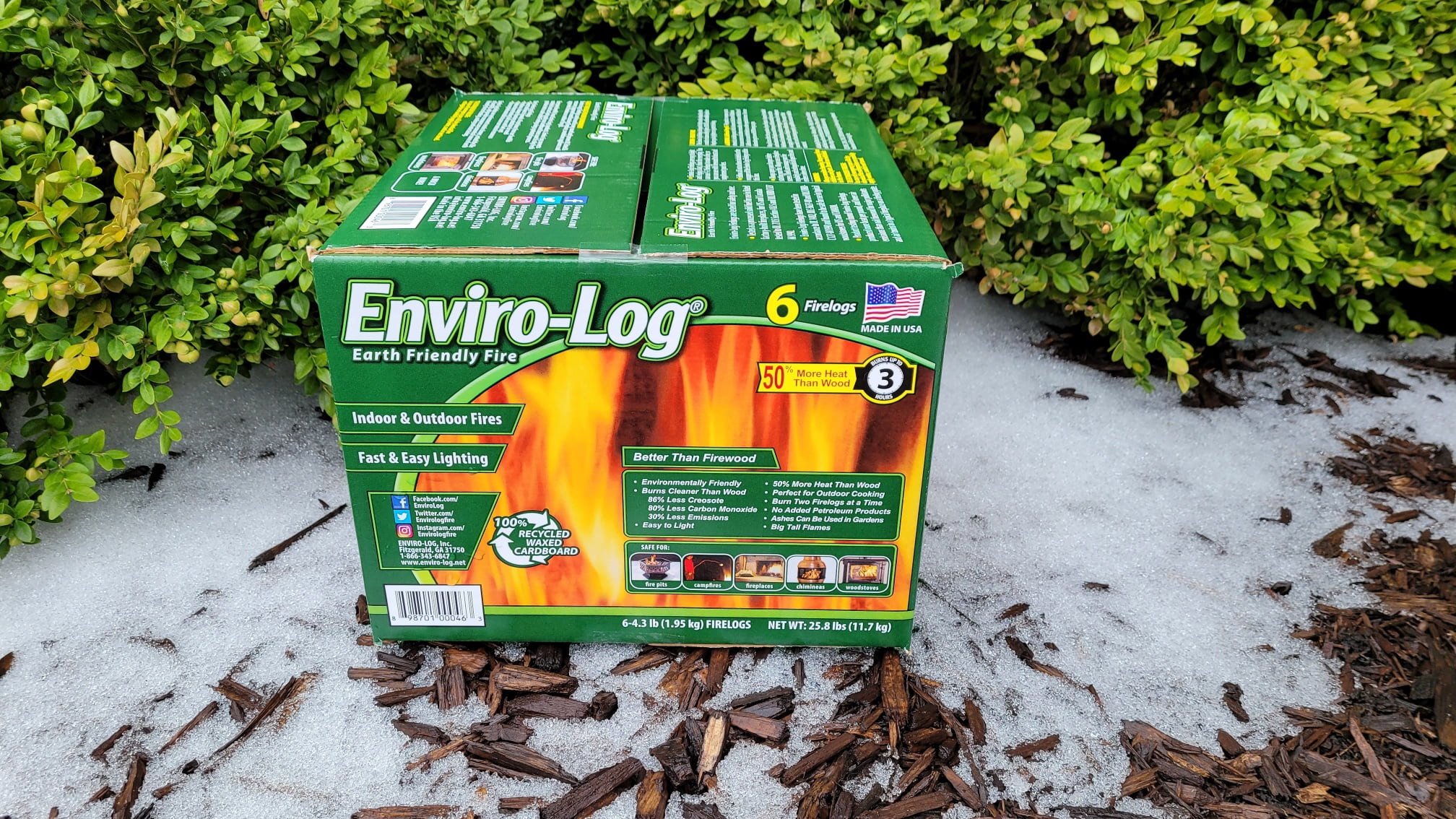 Enviro-Log Indoor and Outdoor Fire Logs, Clean-Burning Recycled Material (6 Count, 4.3 lb Each) gt8pj