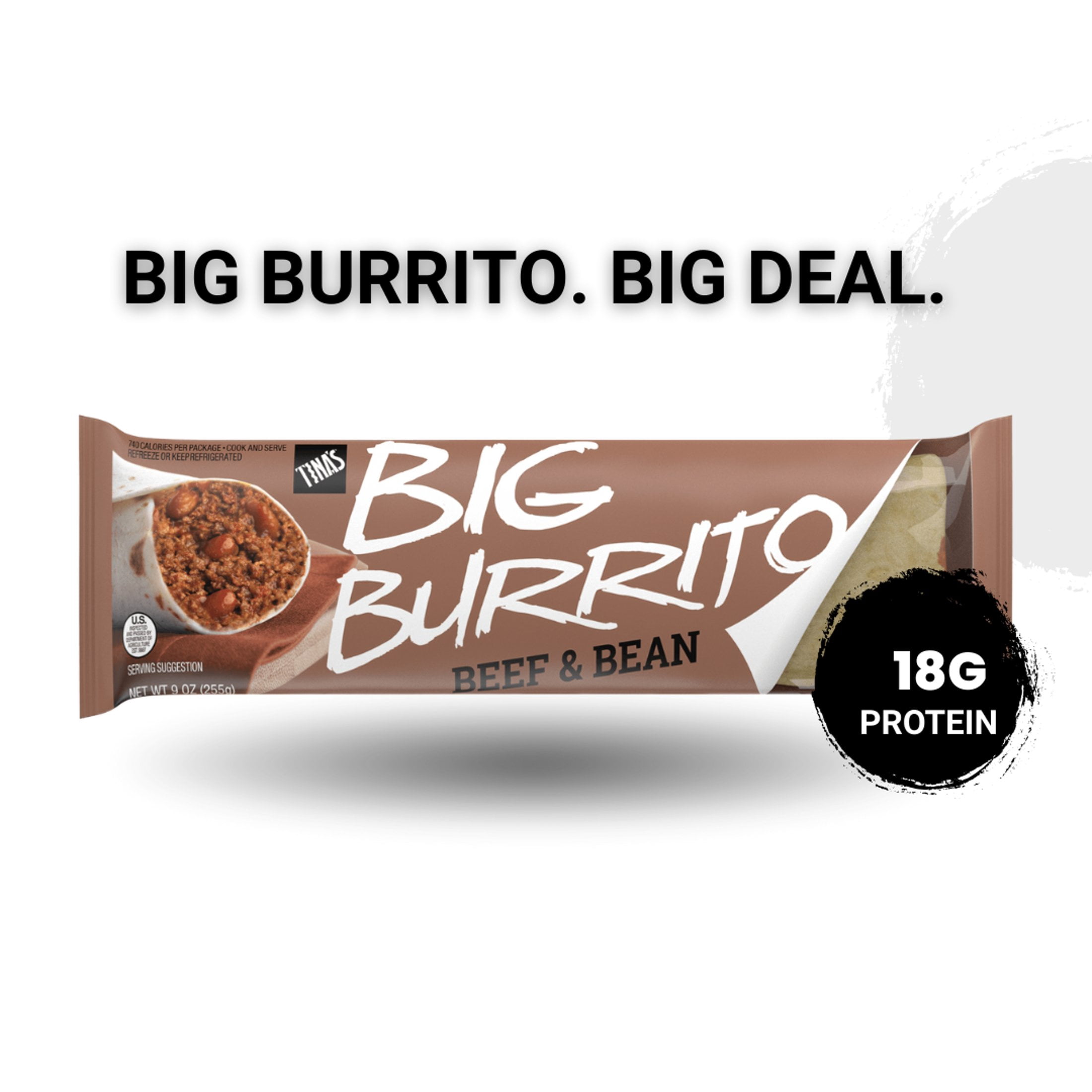 Tina's Big Burrito Beef & Bean, Hearty Frozen Meal (9 oz) w81vs