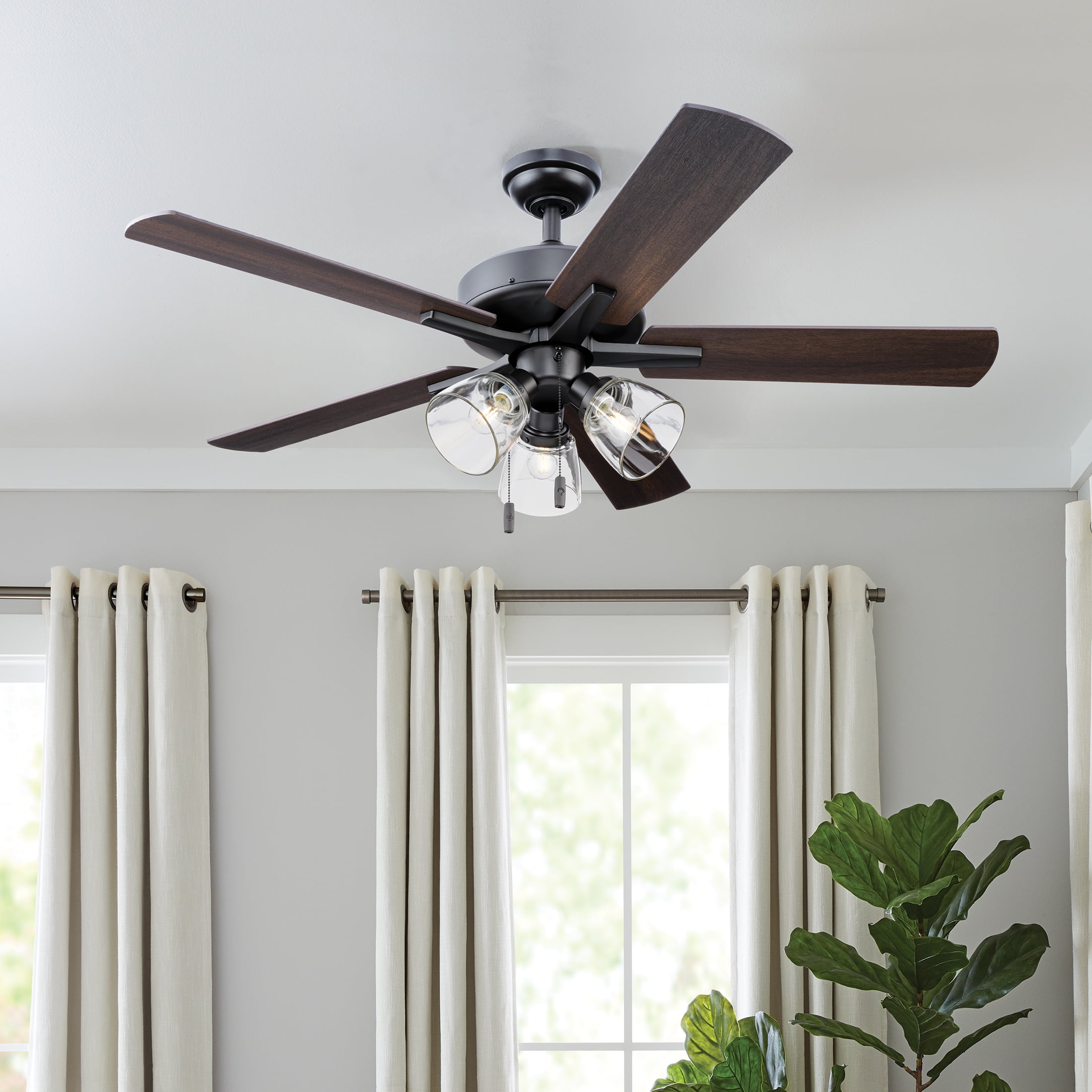 Better Homes & Gardens 52 in Transitional Ceiling Fan with Light Kit (Bronze, 52 in) xo5c4
