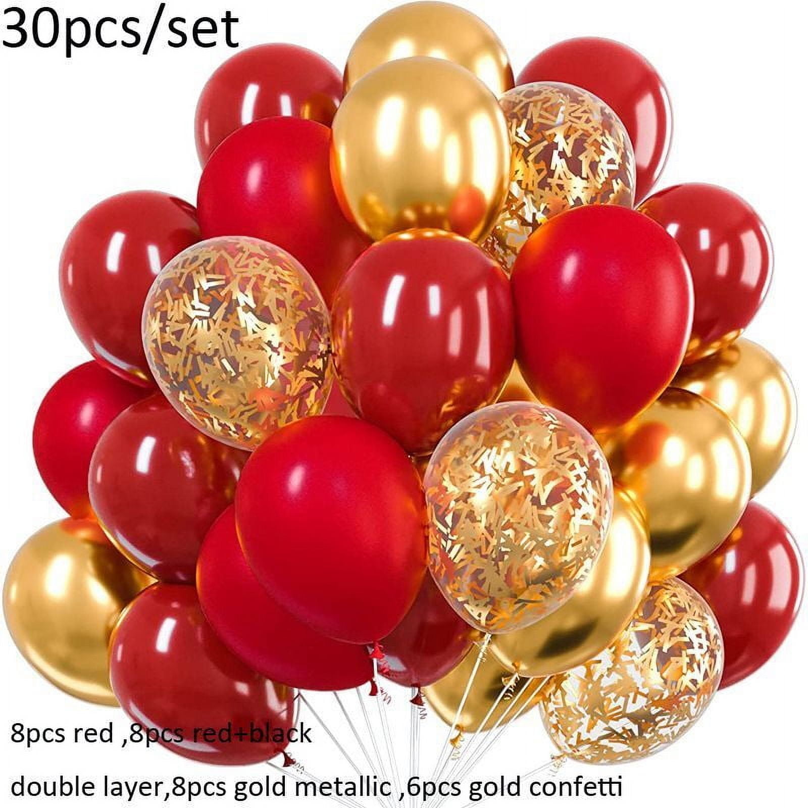 Firefly Hope 30PCS Metallic Confetti Latex Balloons Set for Party Decoration (Red and Gold, 12 in) b8q2u