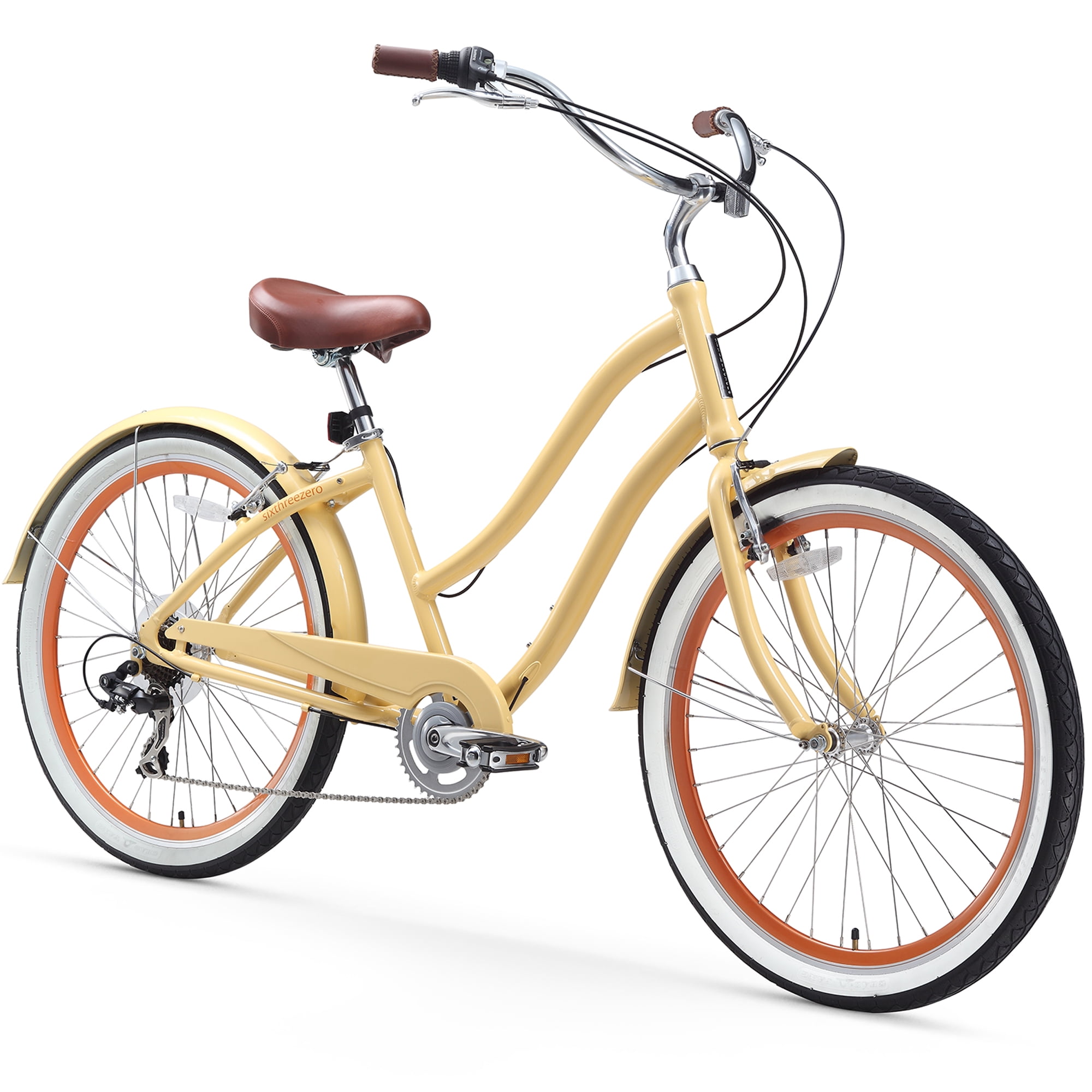 sixthreezero Every Journey Women's 7-Speed Hybrid Cruiser Bicycle (Cream, 17.5 in Frame, 26 in Wheels) l50xc