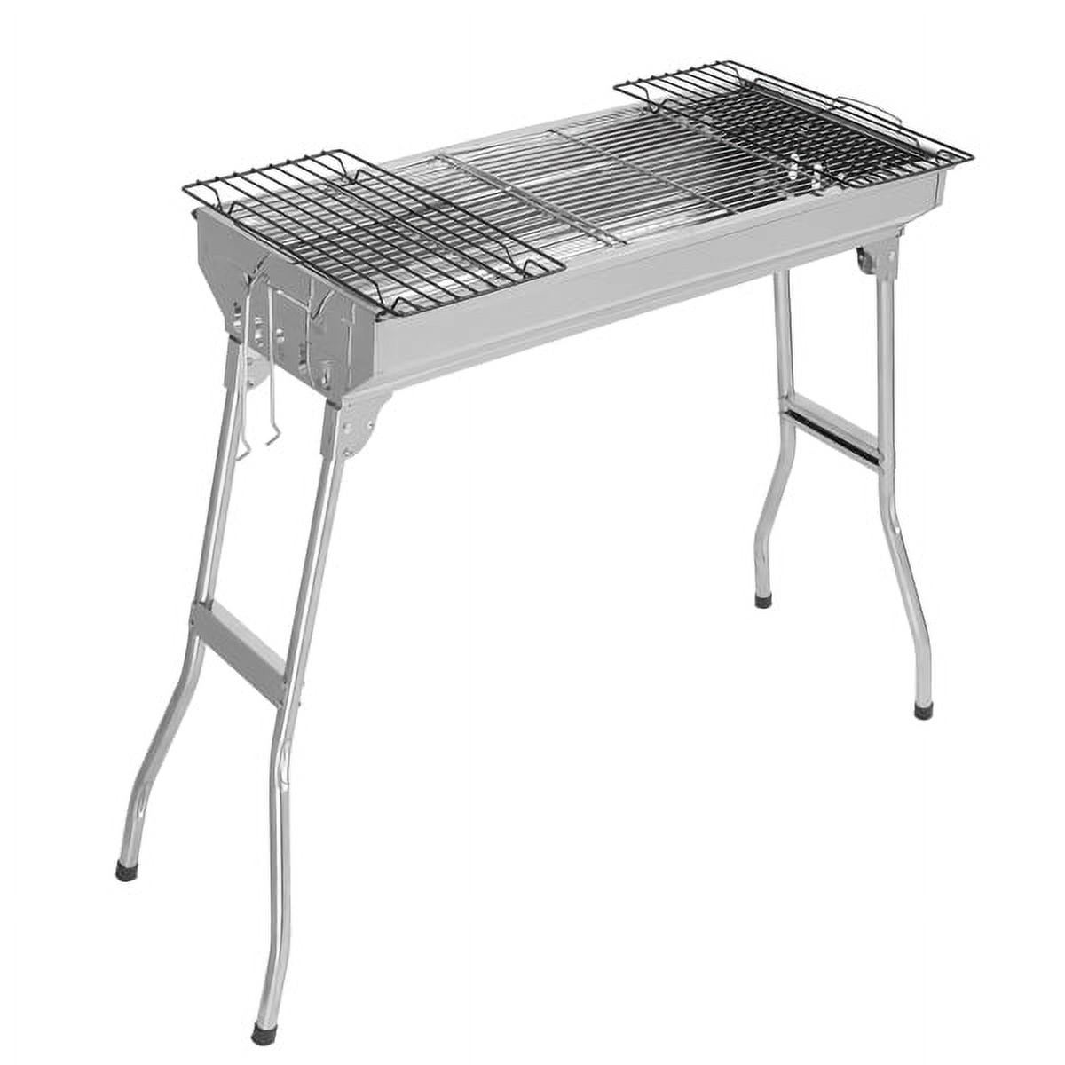 AsterOutdoor Portable Stainless Steel Grill, Lightweight Outdoor Camping BBQ Stove with Anti-Scald Handle (Silver, 15.7 in x 11.8 in) 9ky87