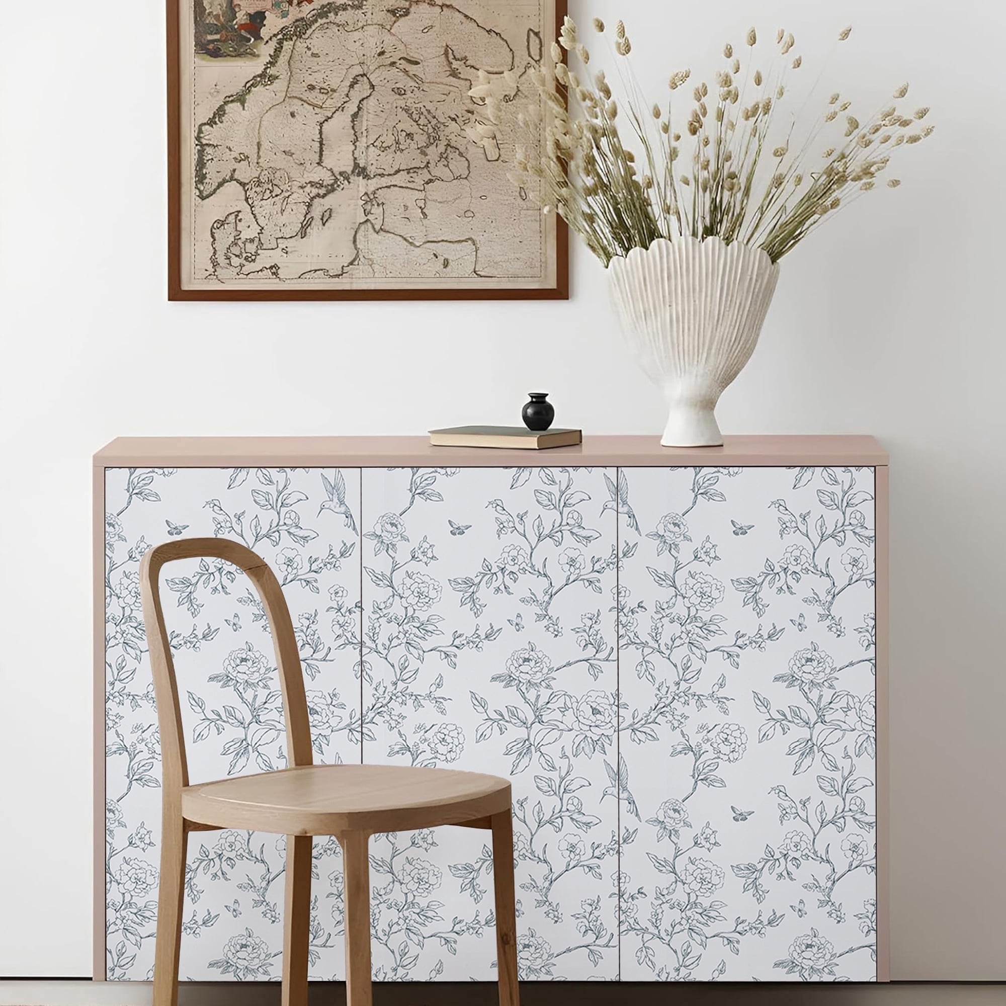 Abyssaly Floral Peel and Stick Wallpaper, Removable Self-Adhesive Vinyl Wall Decor (Off-White, 17.3 in x 118 in) 8m31o