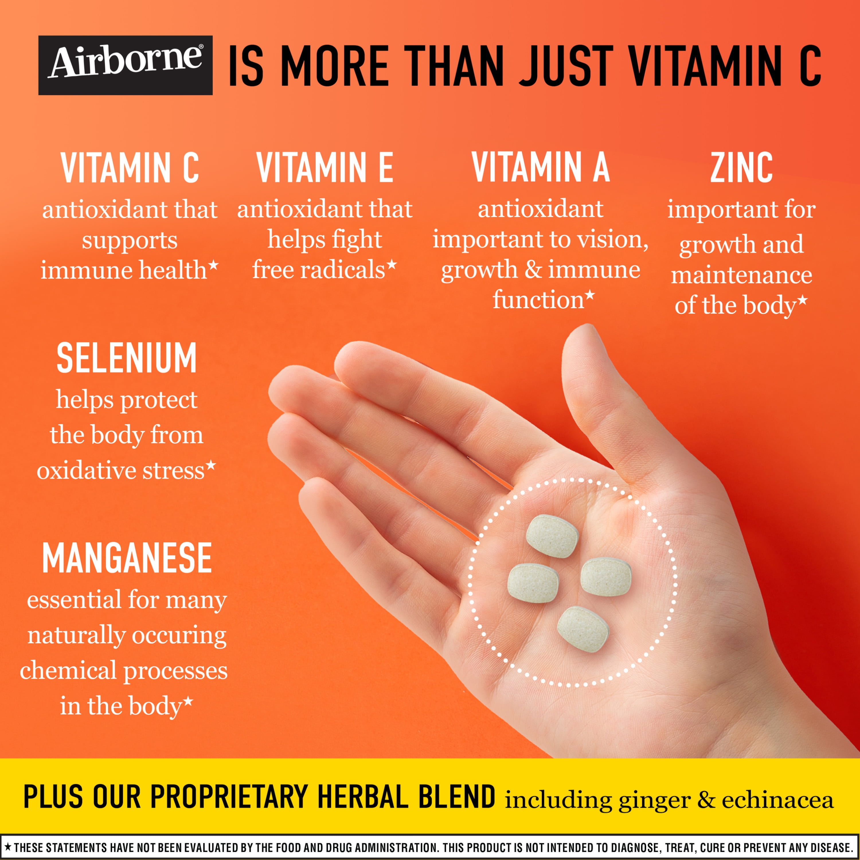 Airborne Vitamin C Immune Support Effervescent Tablets with Zinc and Selenium (Citrus, 32 ct) j5s1z