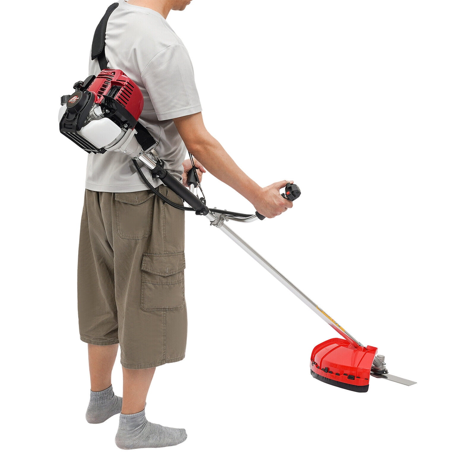 Generic 2-in-1 Gas Grass Trimmer and Edger, 35.8CC 4-Stroke Engine Powered Lawn Mower (Black, 5.24 ft) 6cltq