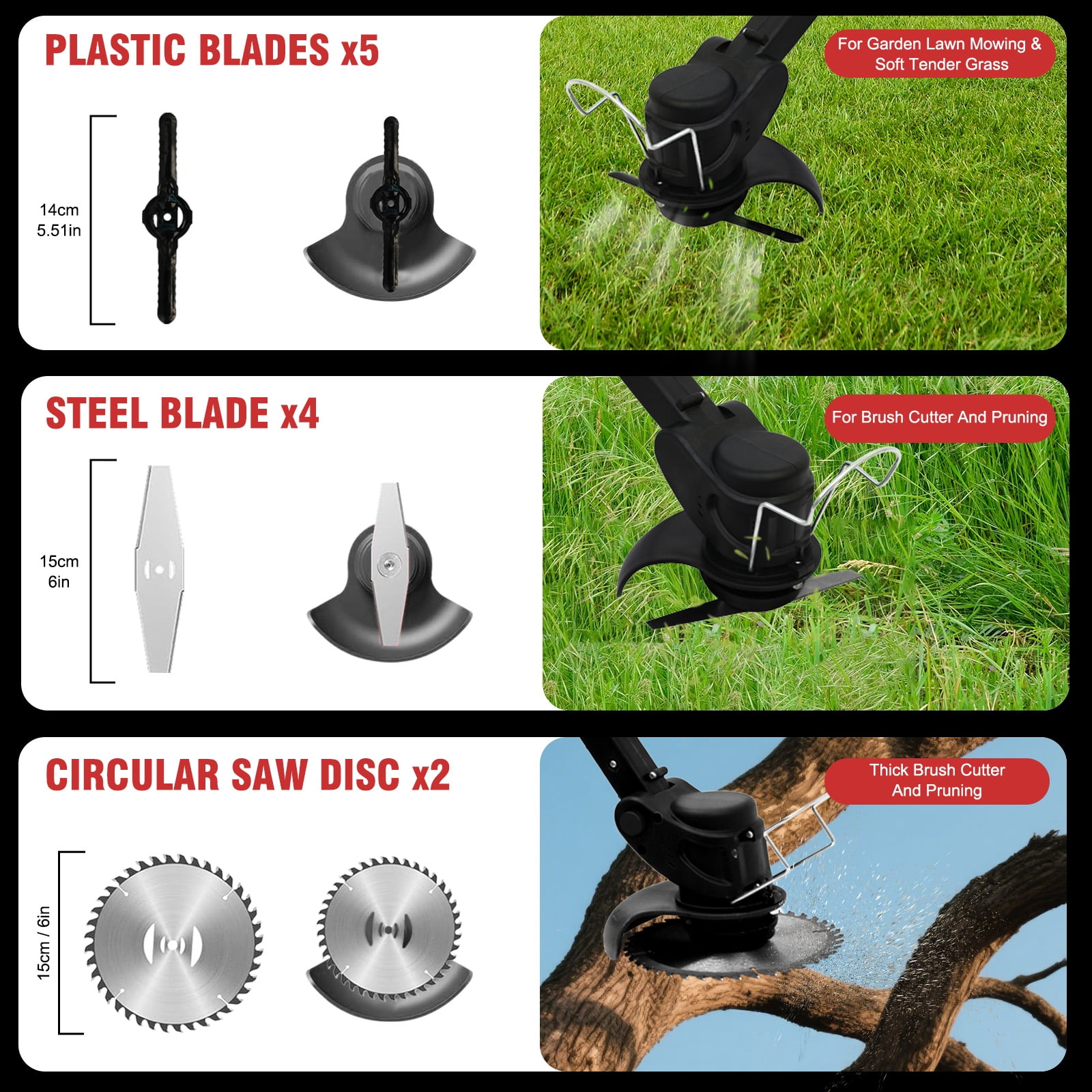 CATGOOD Cordless Electric Weed Trimmer with 2 Batteries (Black, 18000 RPM) faqp6