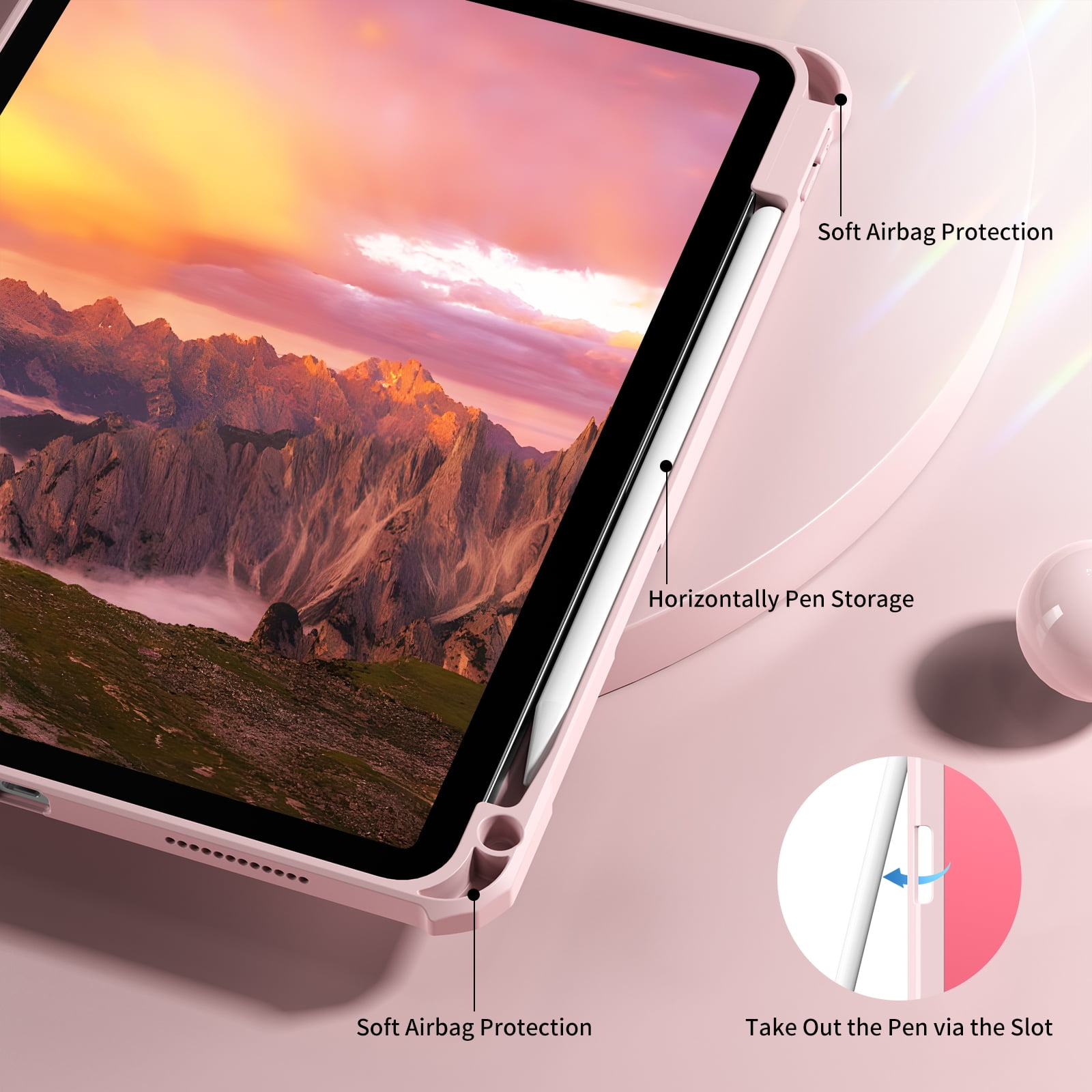 Kenke Protective Case for iPad 11th Gen 2025 and 10th Gen 10.9 inch 2022, Slim Tri-Fold Stand with Pencil Holder and Clear Back Shell (Pink, 11 in) pdnia