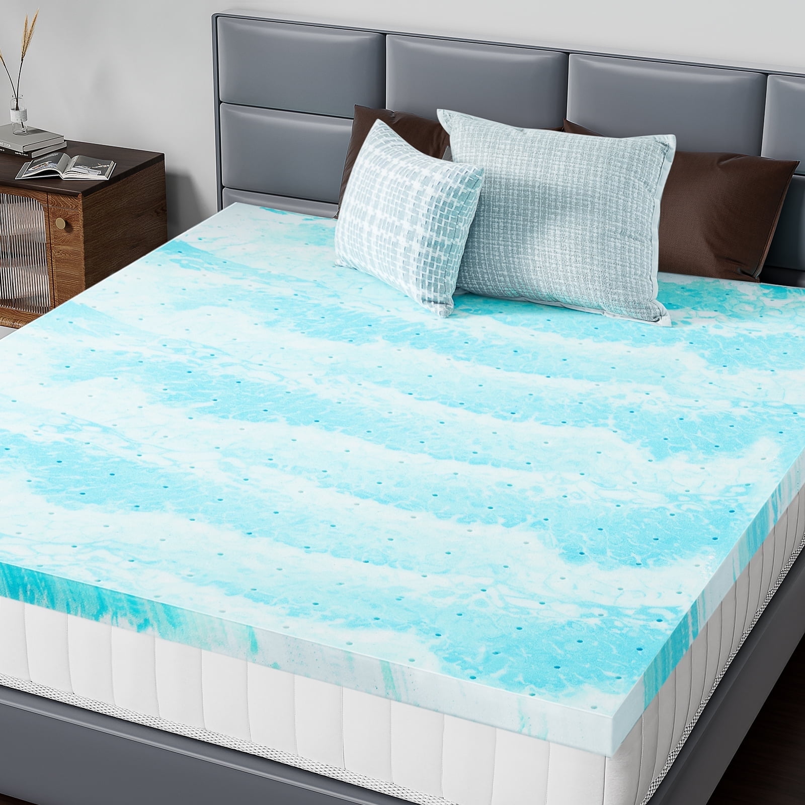 CONCETTA 3 Inch Memory Foam Mattress Topper with Cooling Gel (Full Size) o9tk2