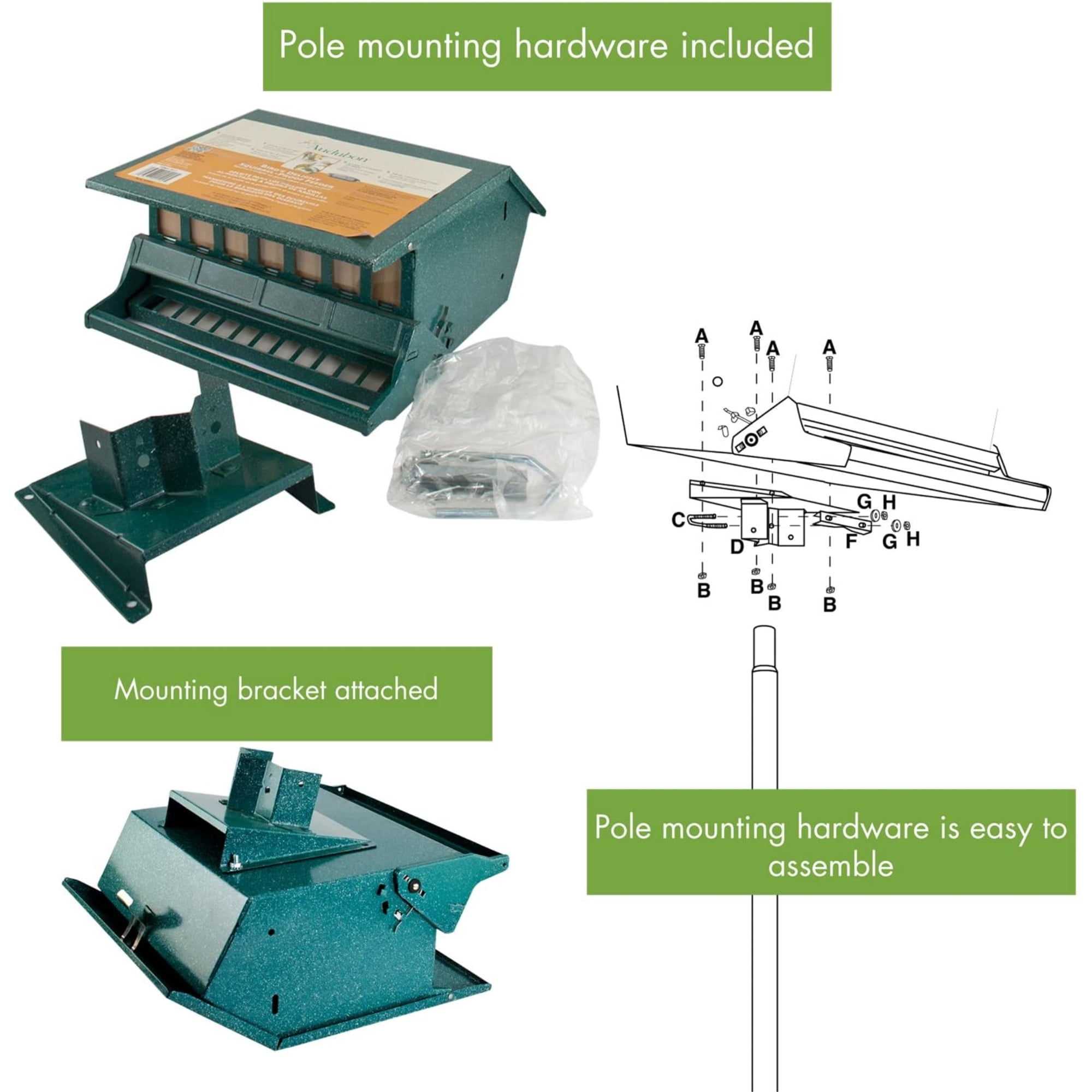 WoodLink Squirrel-Proof Bird Feeder with Weight-Activated Perch (Green, 9 lb Capacity) c7iws