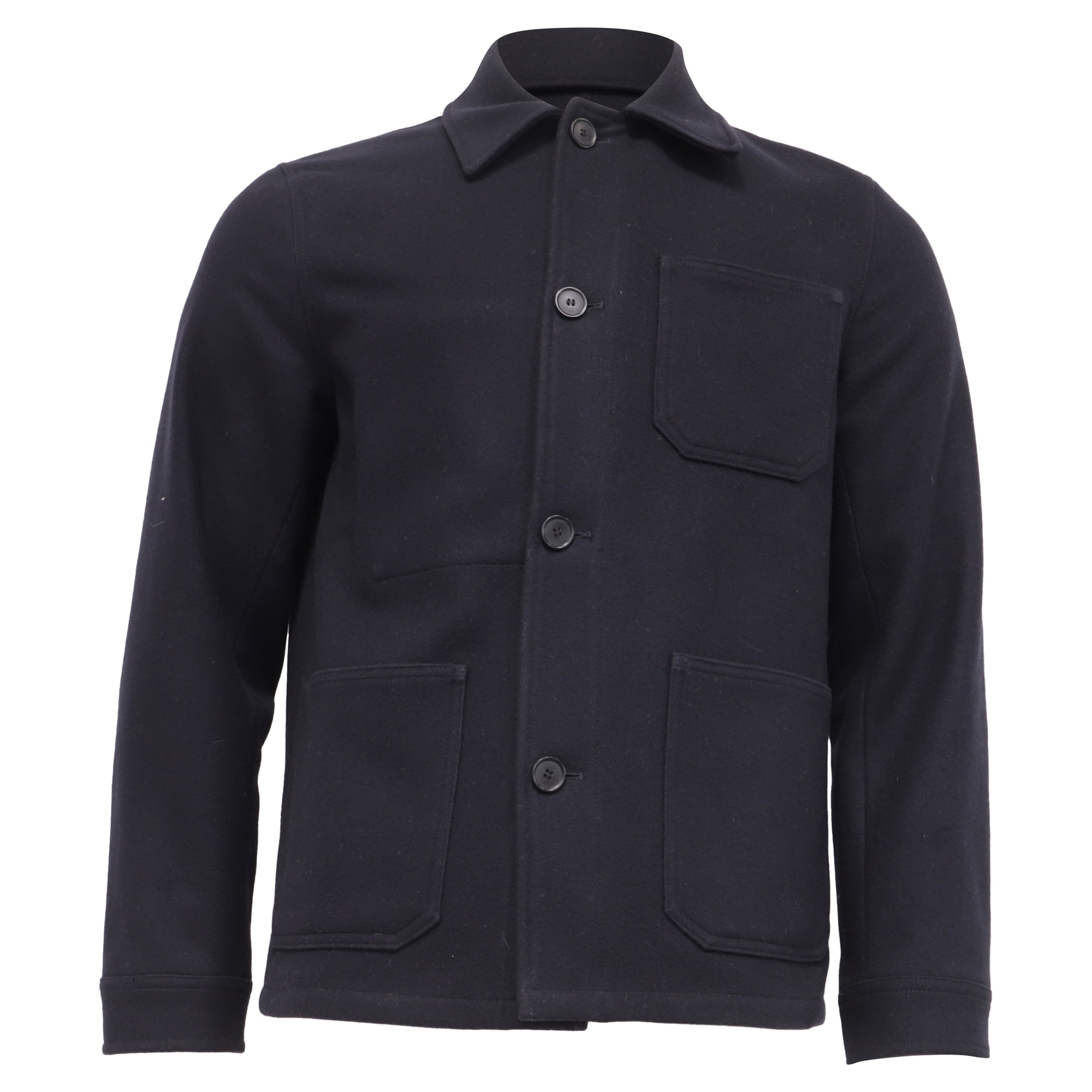 Sandro Paris Button-Down Wool Jacket with Pockets (Navy Blue, Size M) 9ccxp