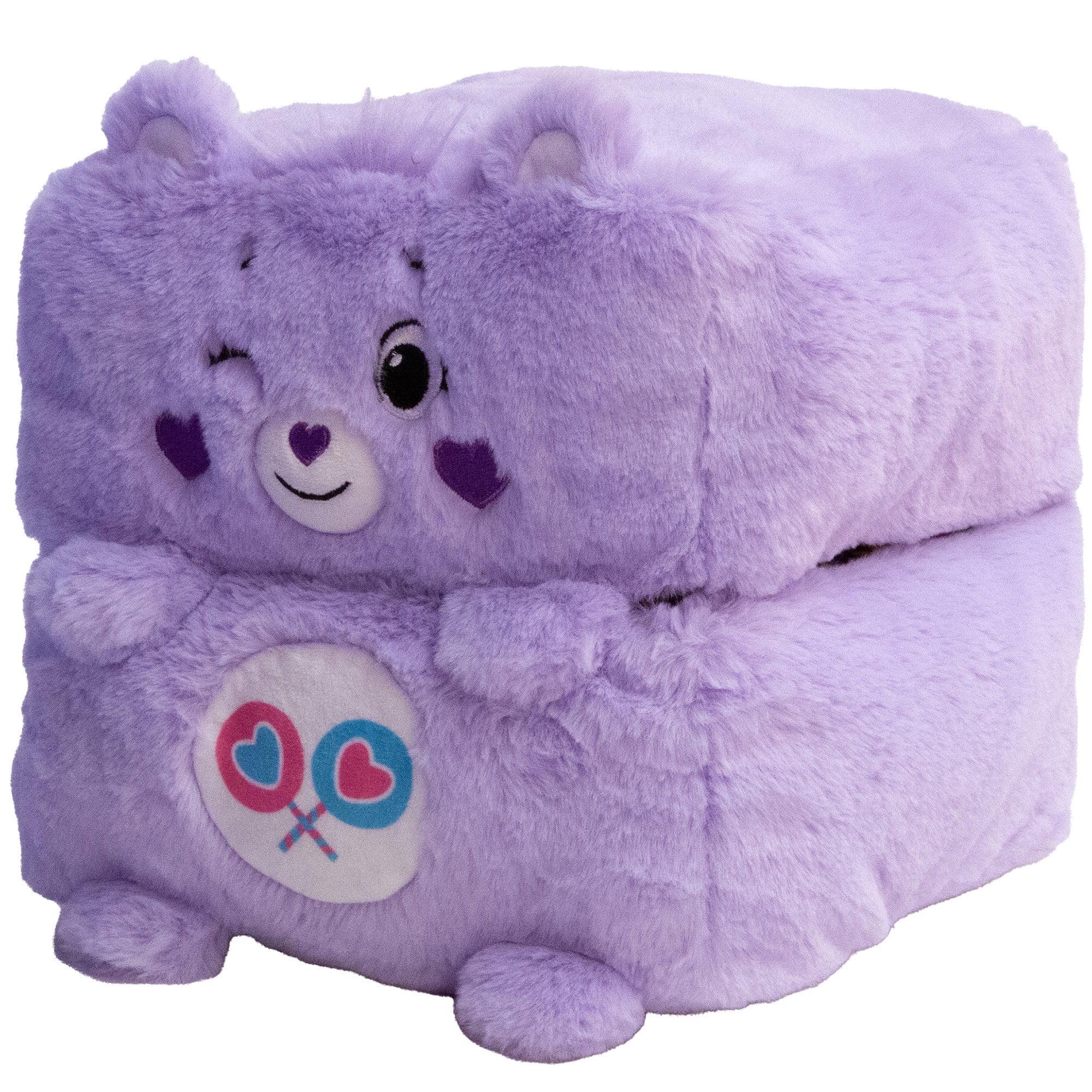 Happy Nappers Care Bears Pop N' Play Cube Share Bear Plush Pillow (Purple, 10 in) jgr45