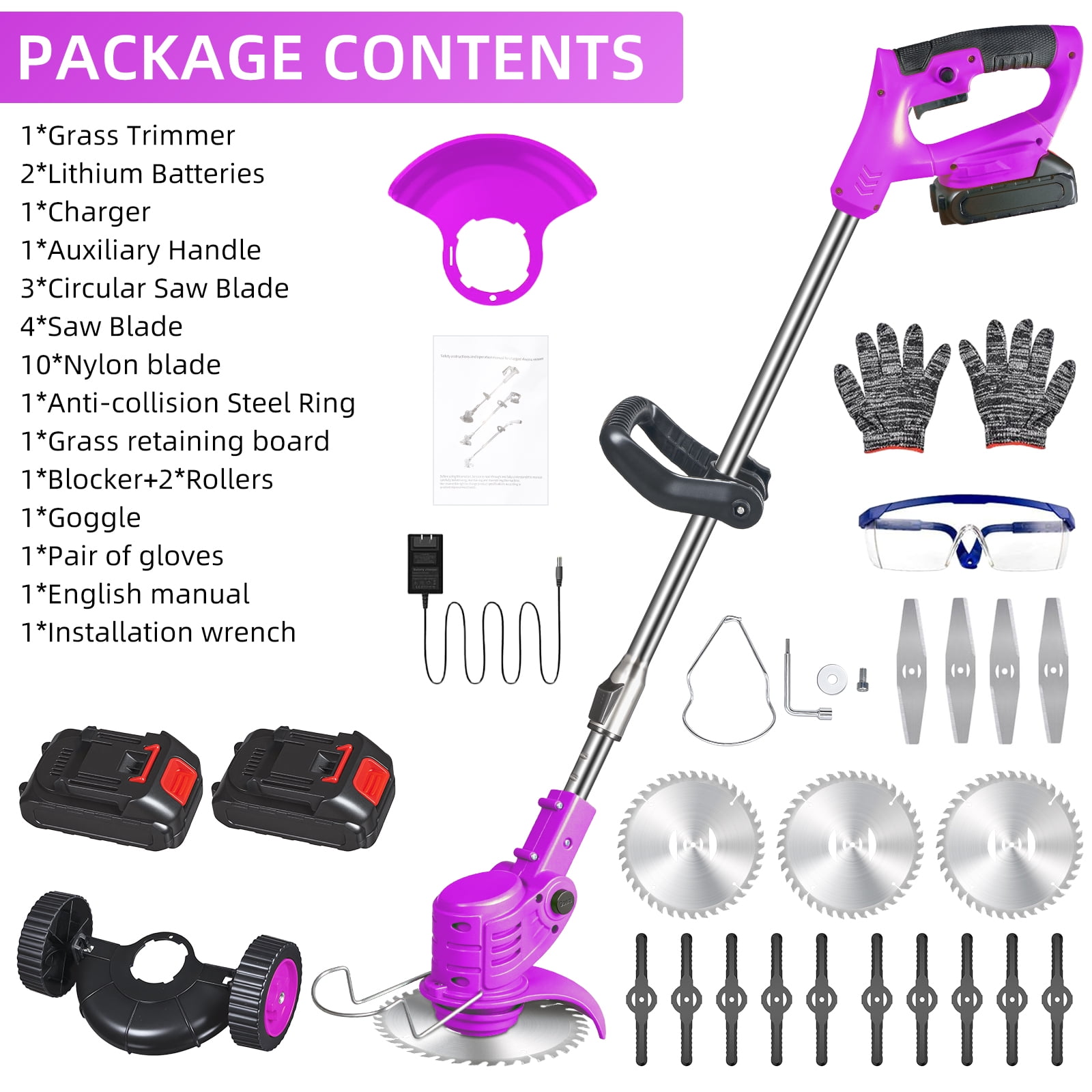 KingFurt 3-in-1 Electric Weed Wacker and Edger with Dual Batteries (35-47 in) 0ra1t