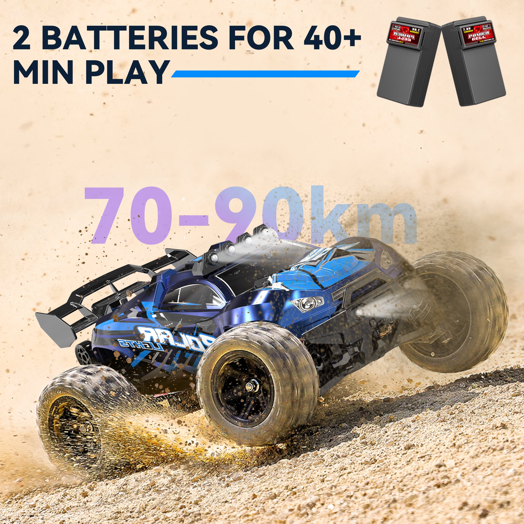 FAGINEY 1:14 Scale 4WD Off-Road RC Truck, High-Speed Remote Control Car with 2 Batteries (Blue, 1:14 Scale) uc6uf