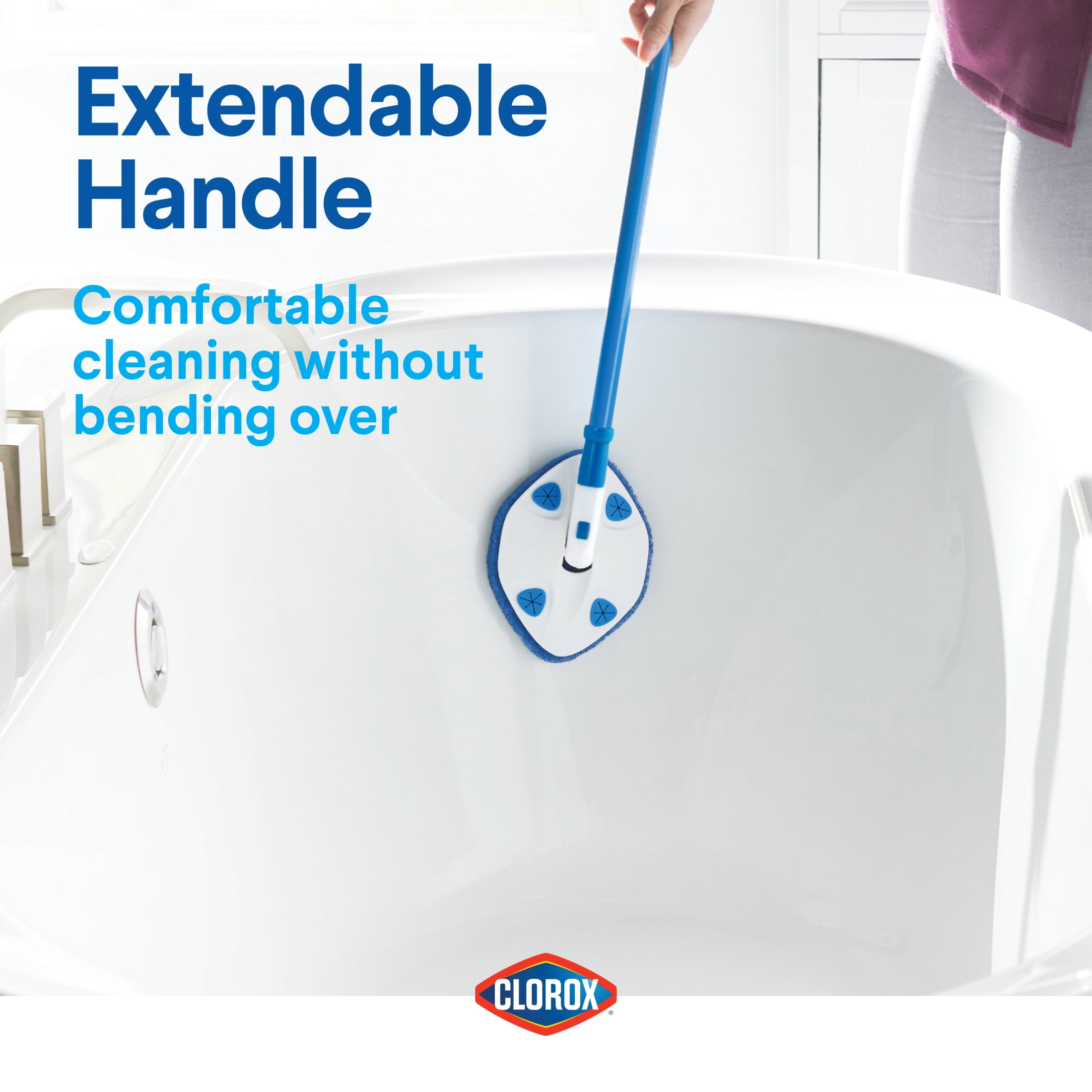 Clorox Extendable Tub and Tile Scrubber with Pivoting Head (28.5 in) z1uqr