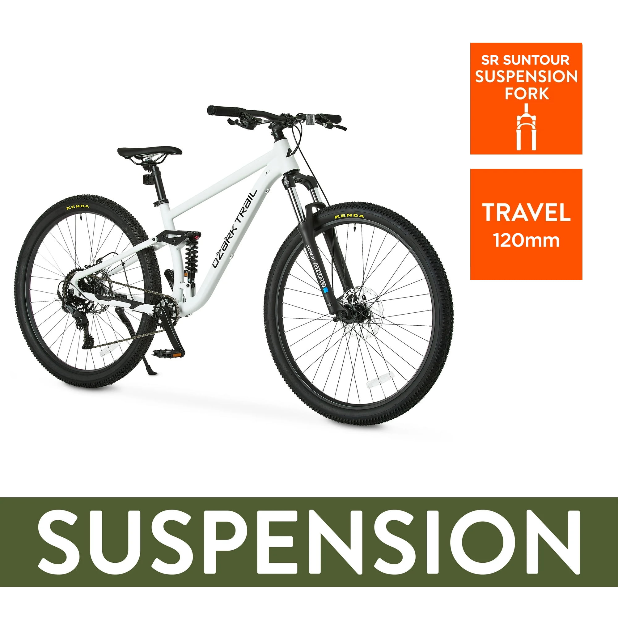 Ozark Trail 29 in FS.2 Slalom Full Suspension Mountain Bike (Off-White, Large Frame) f47h4