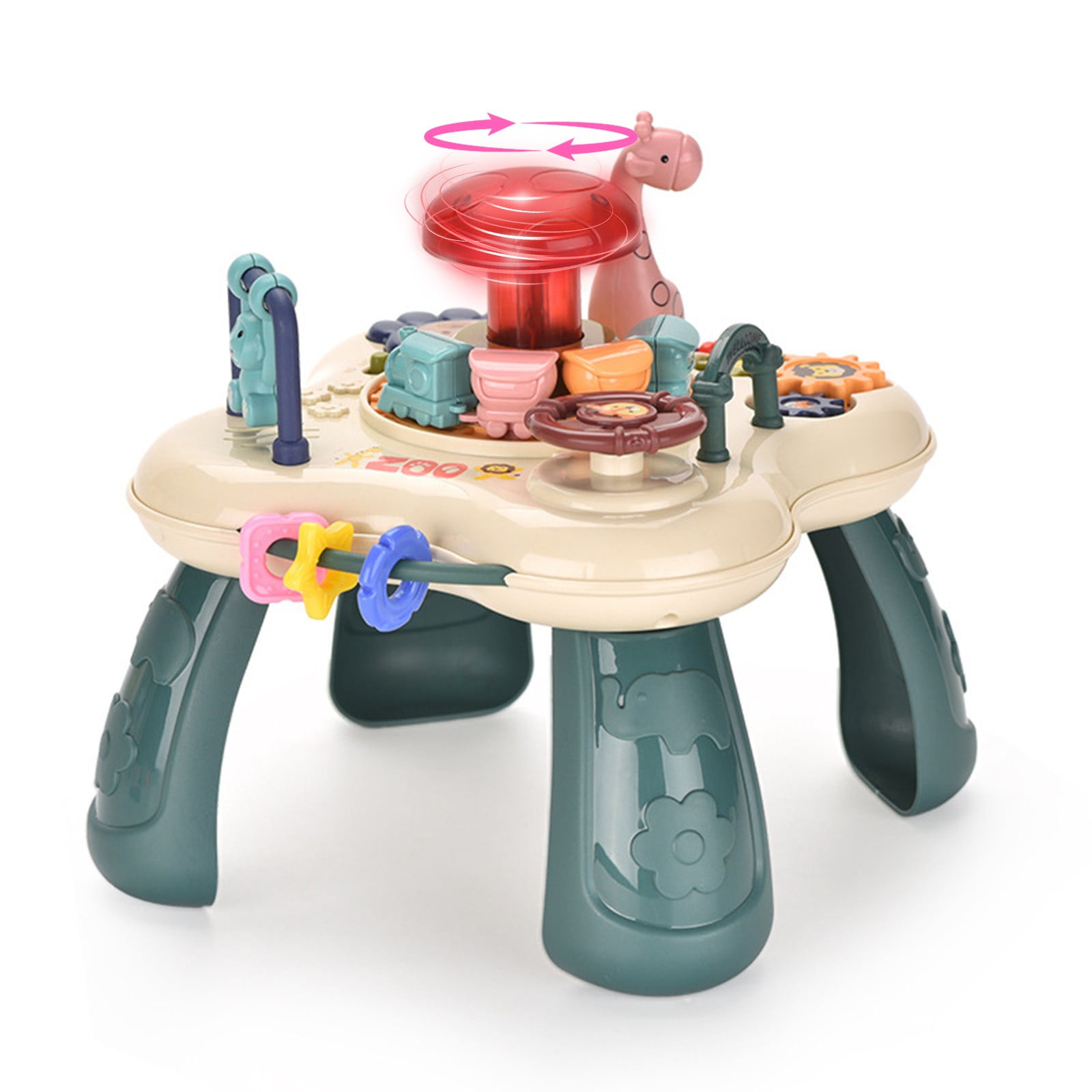 OEFNTAC Multifunctional Activity Learning Table for Toddlers, Interactive Musical Educational Toy with Animal Sounds (18 in x 18 in) xevnj