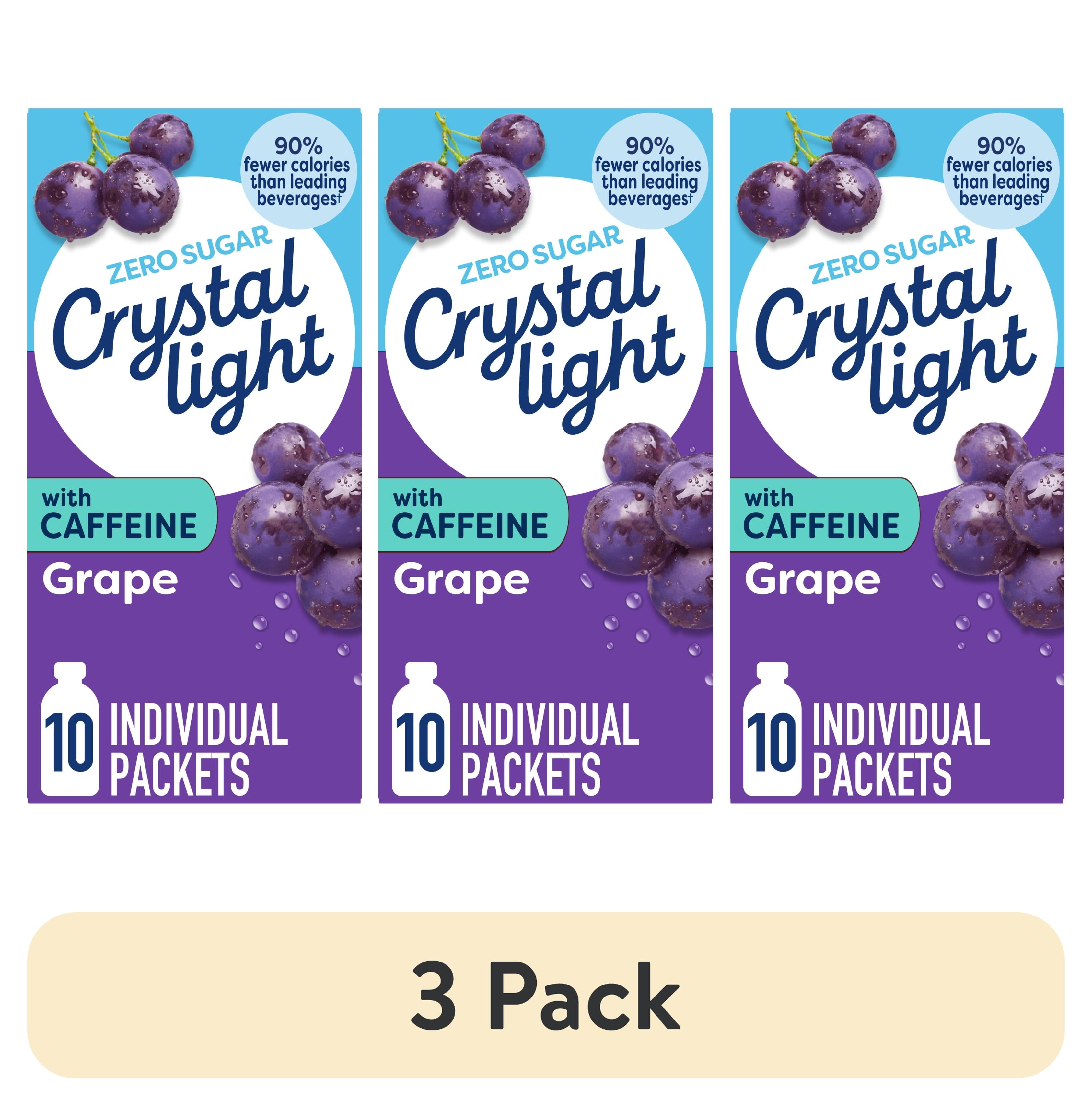Crystal Light Grape Drink Mix with Caffeine, Zero Sugar, On-the-Go Powdered Hydration (3 Pack, 1.1 oz) 9jjse