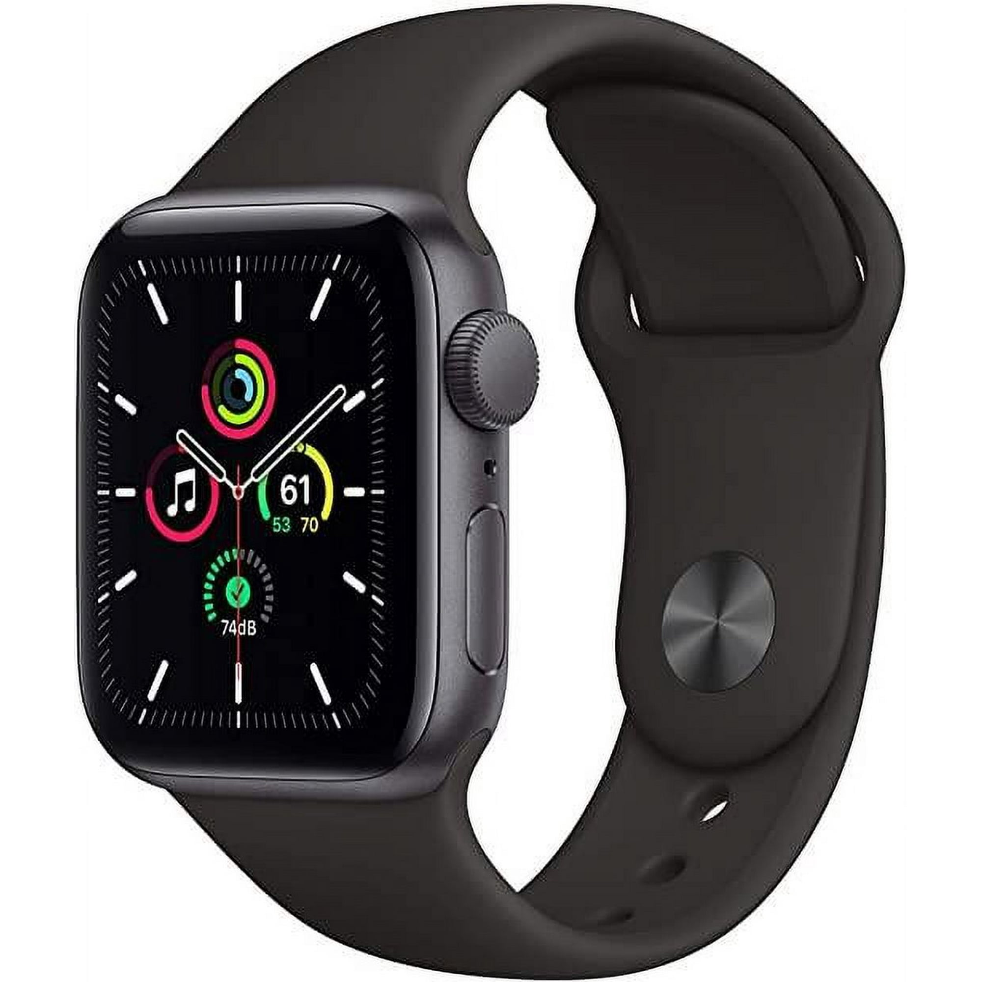 Apple Watch SE 40mm Smartwatch Space Gray Aluminum Case with Black Sport Band (Refurbished) u5fr1