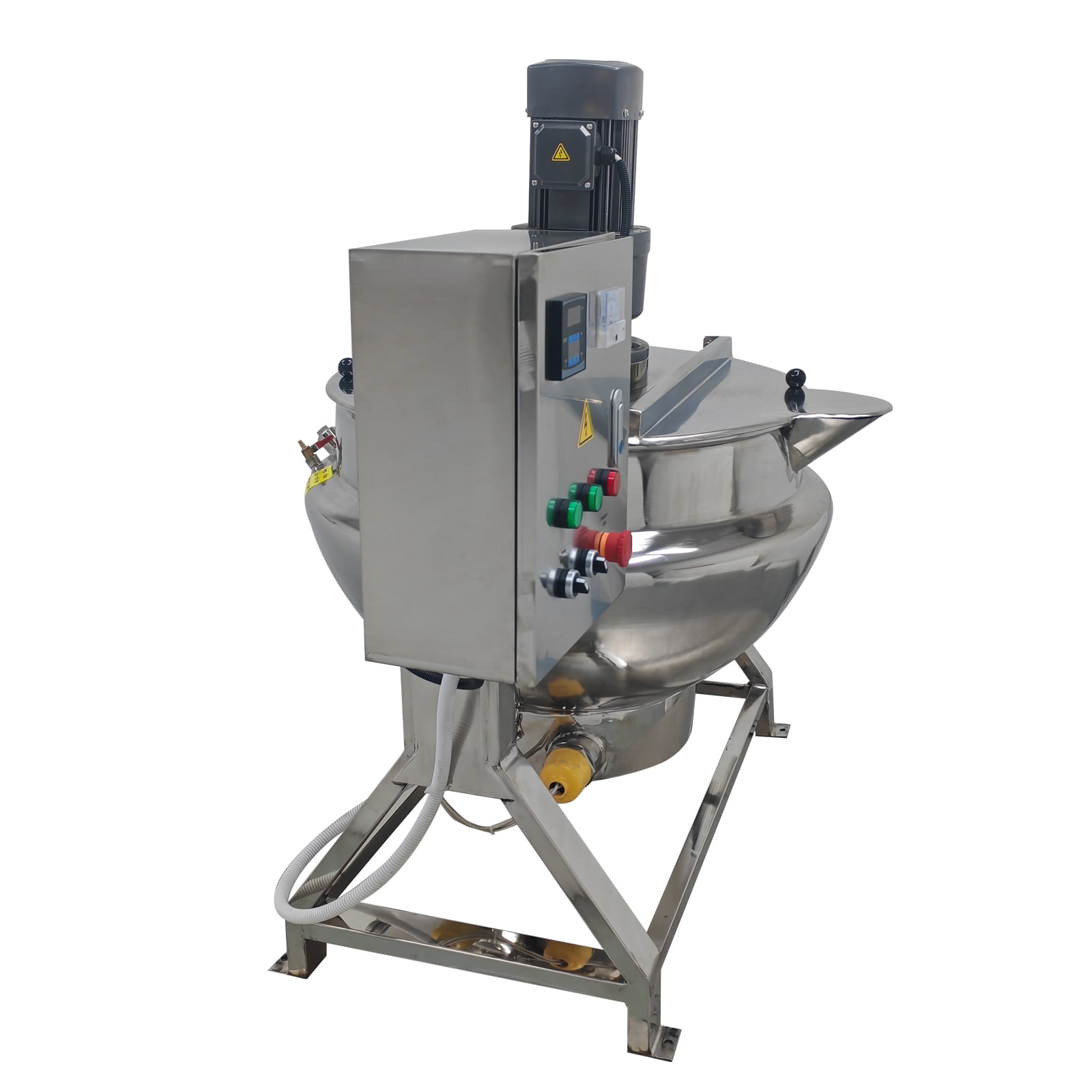 LGXEnzhuo Commercial Jacketed Cooking Kettle with Stirrer and Tilting Mechanism (26.5 gal, Silver) e66id