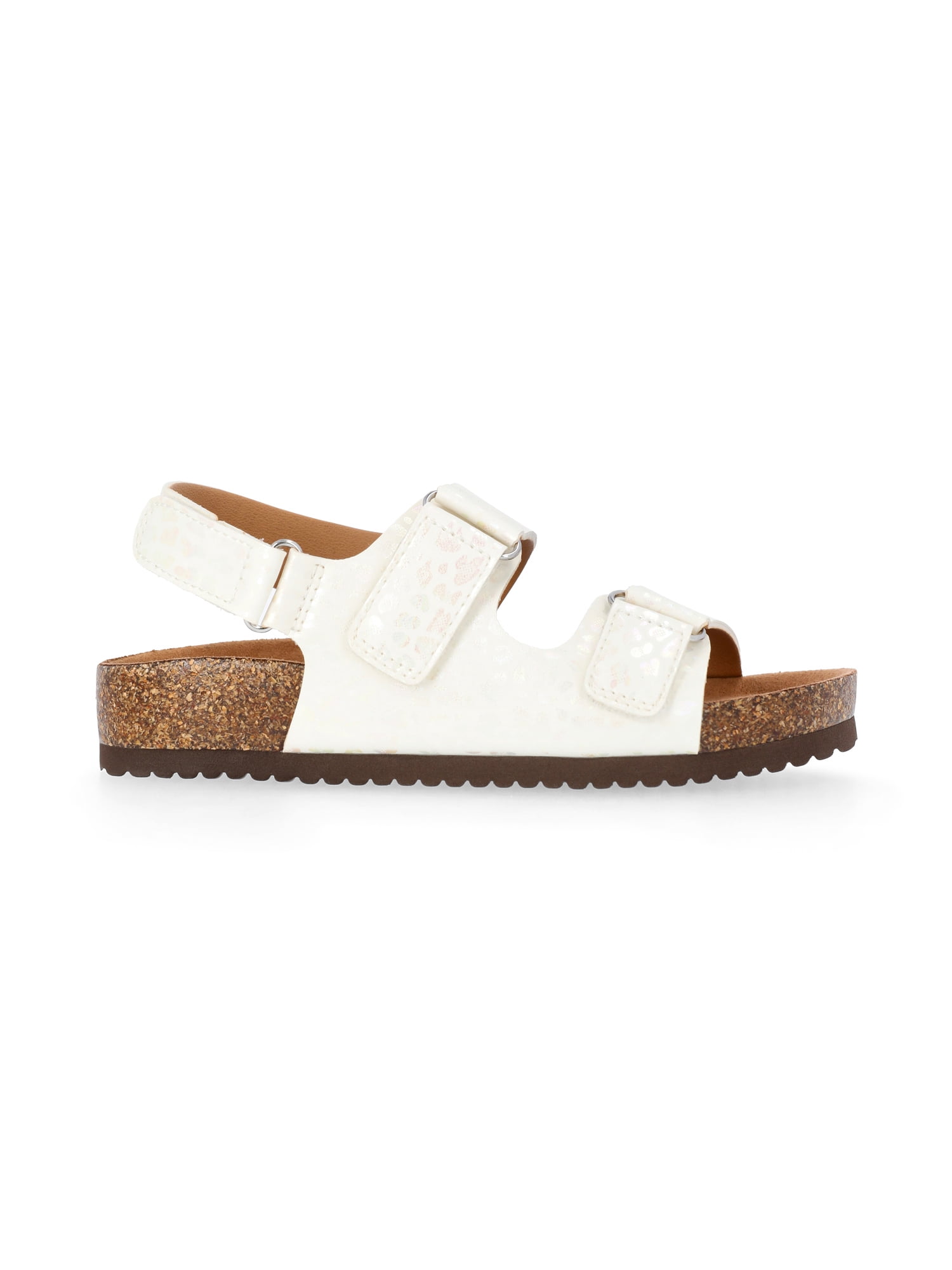 Wonder Nation Girls' Double Buckle Footbed Sandals (White, 13 Little Kid) b5248