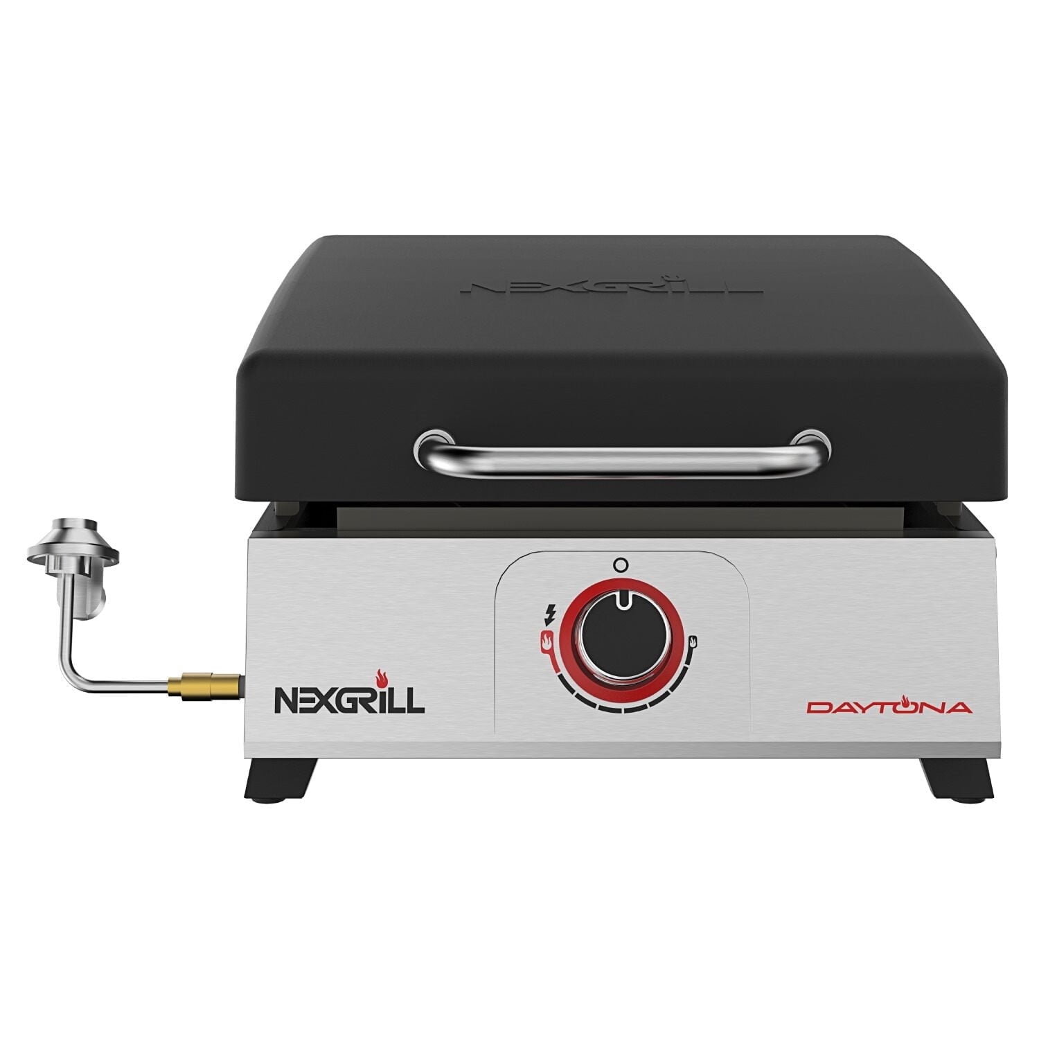 Nexgrill Daytona 1-Burner Portable Gas Griddle with Built-In Lid (Silver, 271 sq in) 3rsdm