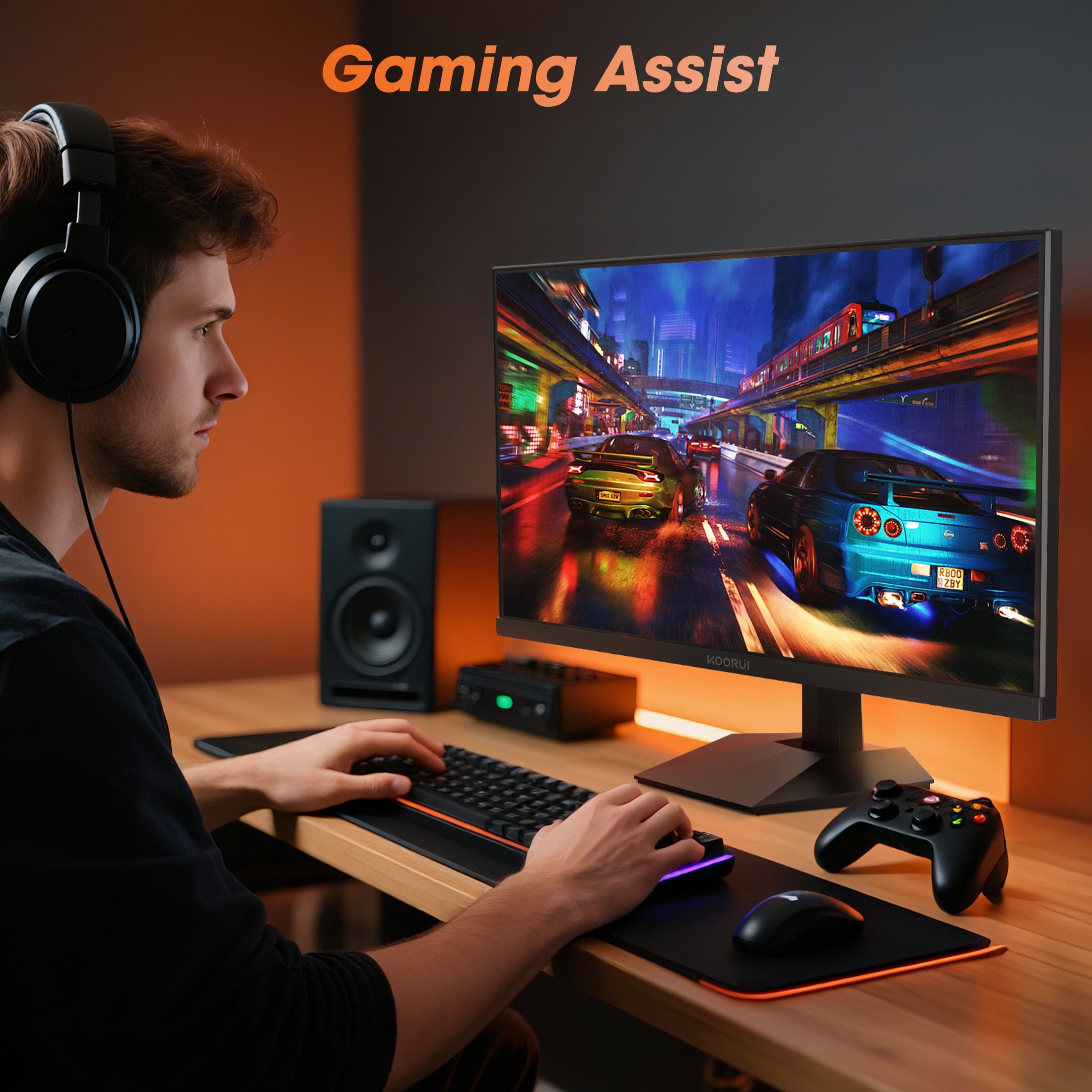 KOORUI 24-inch QHD Gaming Monitor, 1440p 180Hz Computer Display with Eye-Care Technology (Black, 24 in) 4kzgr