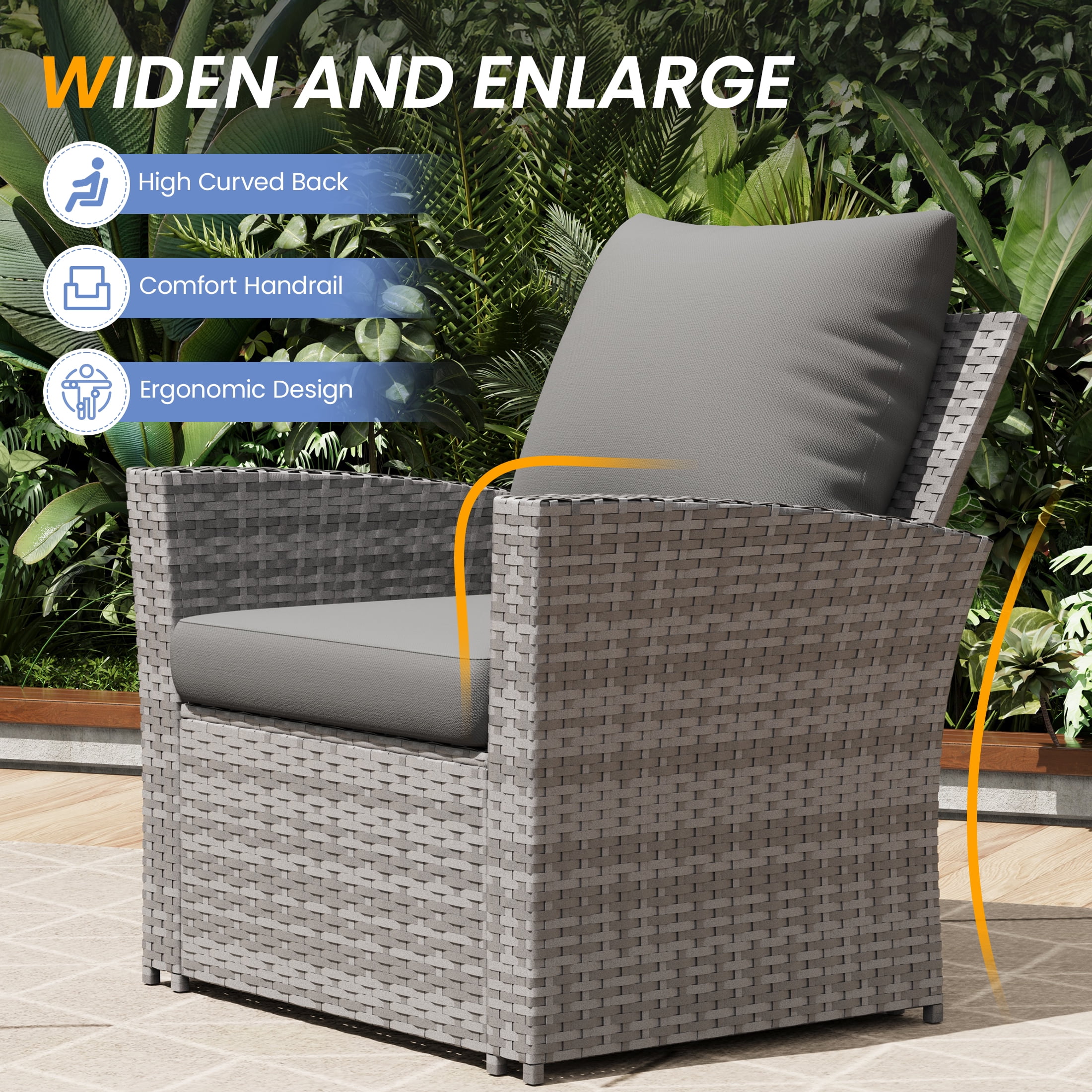 UDPATIO 4-Piece Wicker Patio Furniture Set, Outdoor Sectional Conversation Sofa with Cushions (Gray, 4-Piece Set) 0rb7t