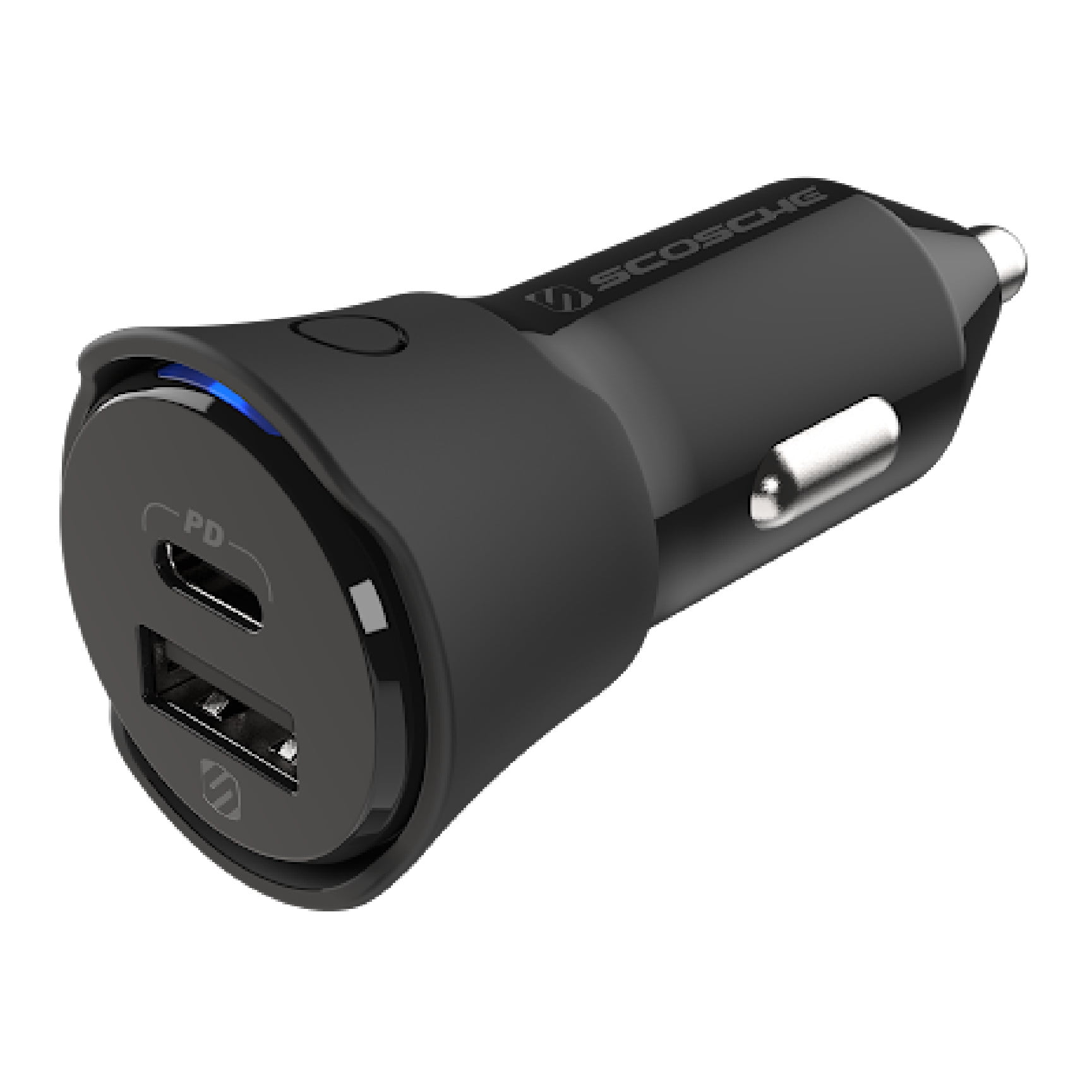 Scosche FoundIt Charge 32W Dual-Port USB-C & USB-A Car Charger with Built-in Locator (Black, 1 Pack) 3x9eg