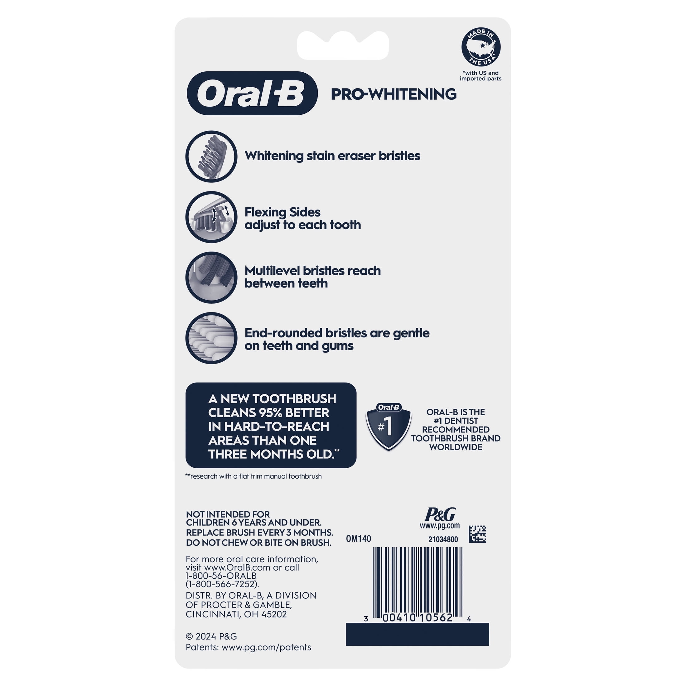 Oral-B Pro Whitening Toothbrush, Soft Bristles, Daily Oral Care (6 Count) nutls