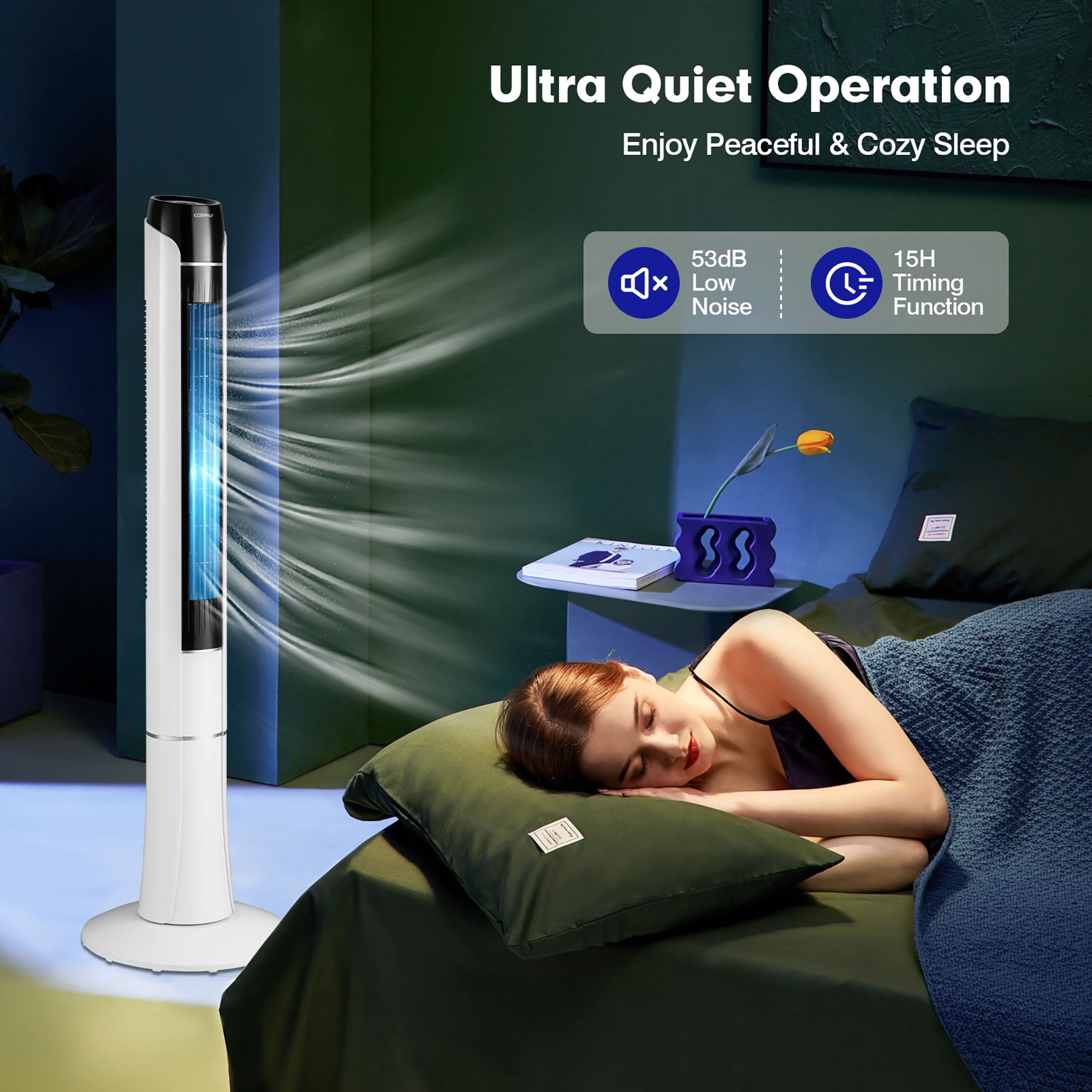 Costway 48 in Tower Fan with Remote Control and LED Display (White, 48 in) aemvk