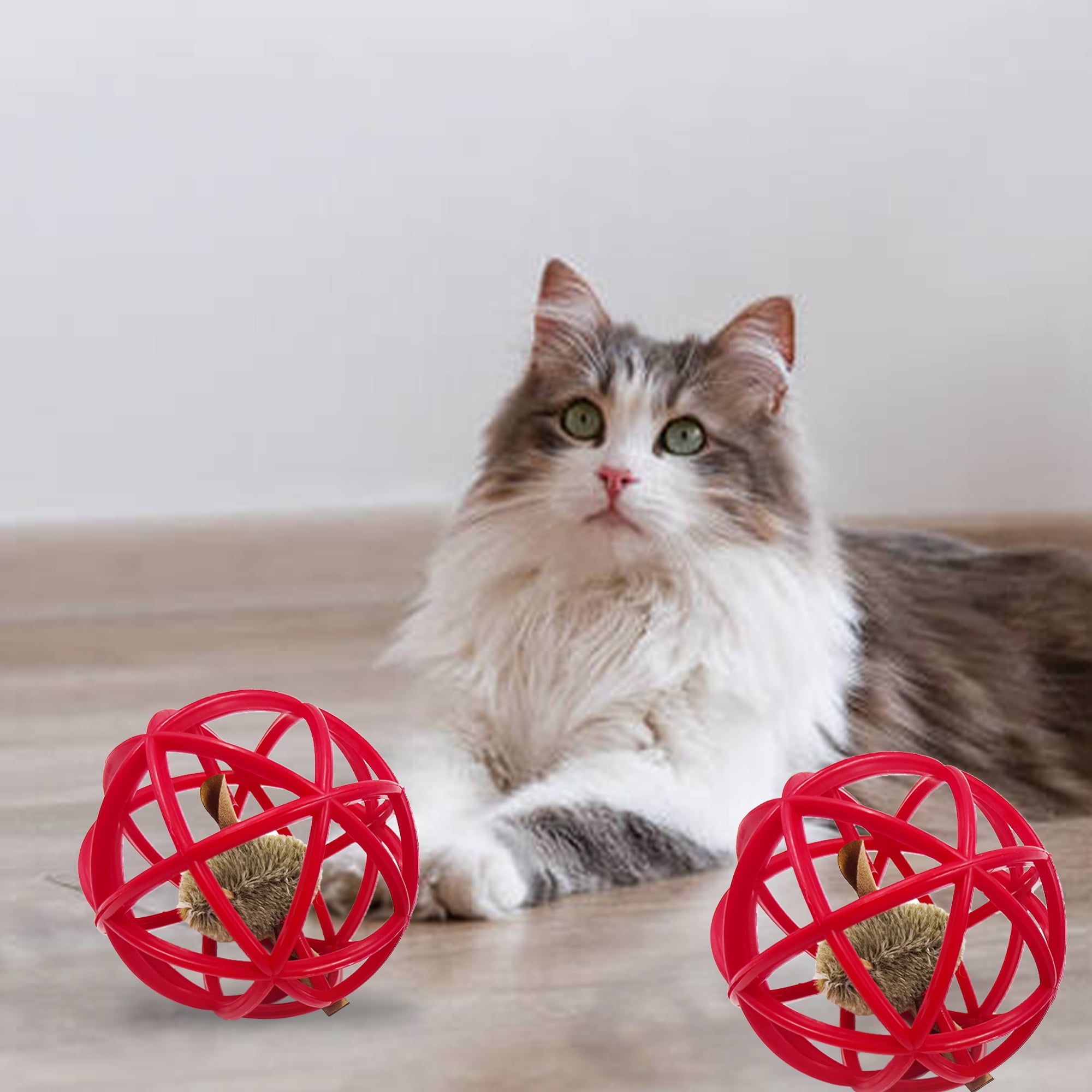 Homieway Interactive Cat Toy Ball with Simulated Mouse Sound (Blue, 2 Pack) z7z8s