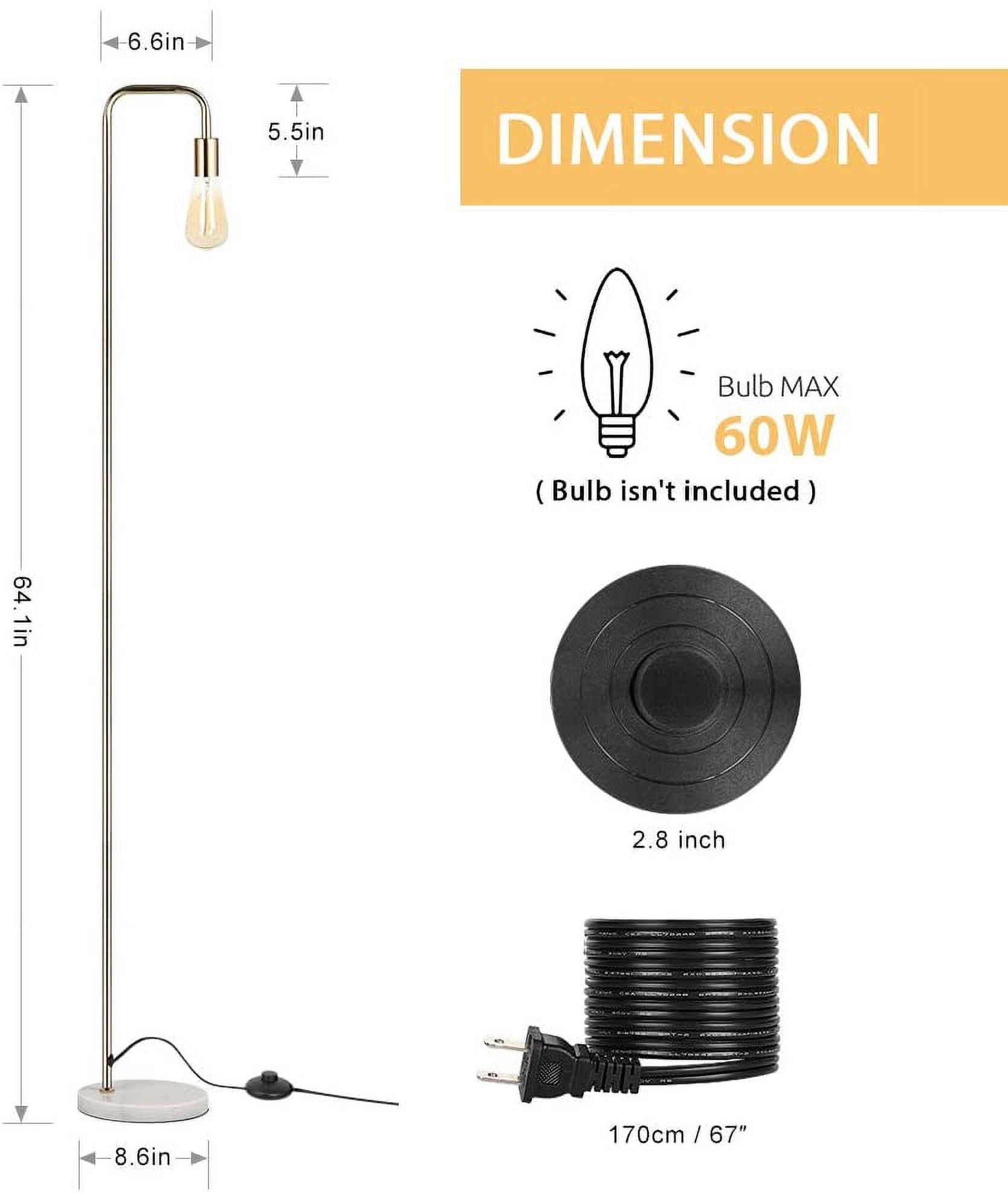 Haitral Industrial Floor Lamp with Marble Base, Modern Standing Light for Living Room (Gold, 64.1 in) ralje