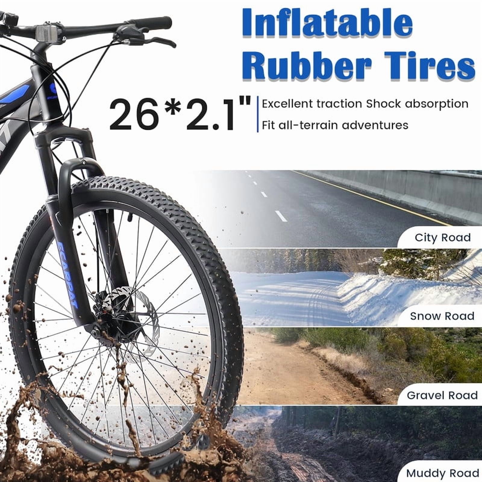 SYOSCHL 24 Inch Mountain Bike, 21-Speed Dual Full Suspension Bicycle with High Carbon Steel Frame (Black, 24 in) r14fp