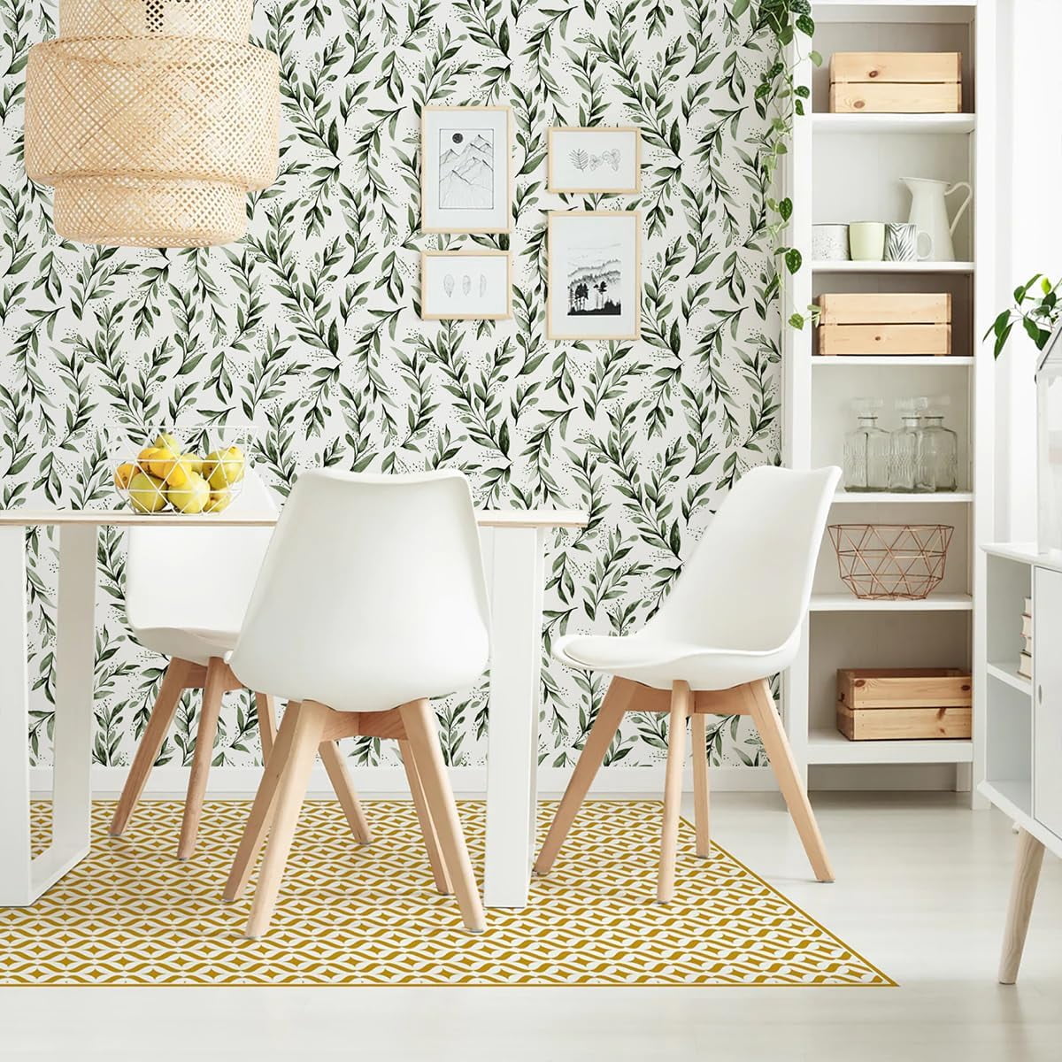 Genreen Green Leaf Peel and Stick Wallpaper, Self-Adhesive Removable Vinyl Contact Paper for Furniture and Walls (Green, 17.7 in x 118.1 in) i7pz9
