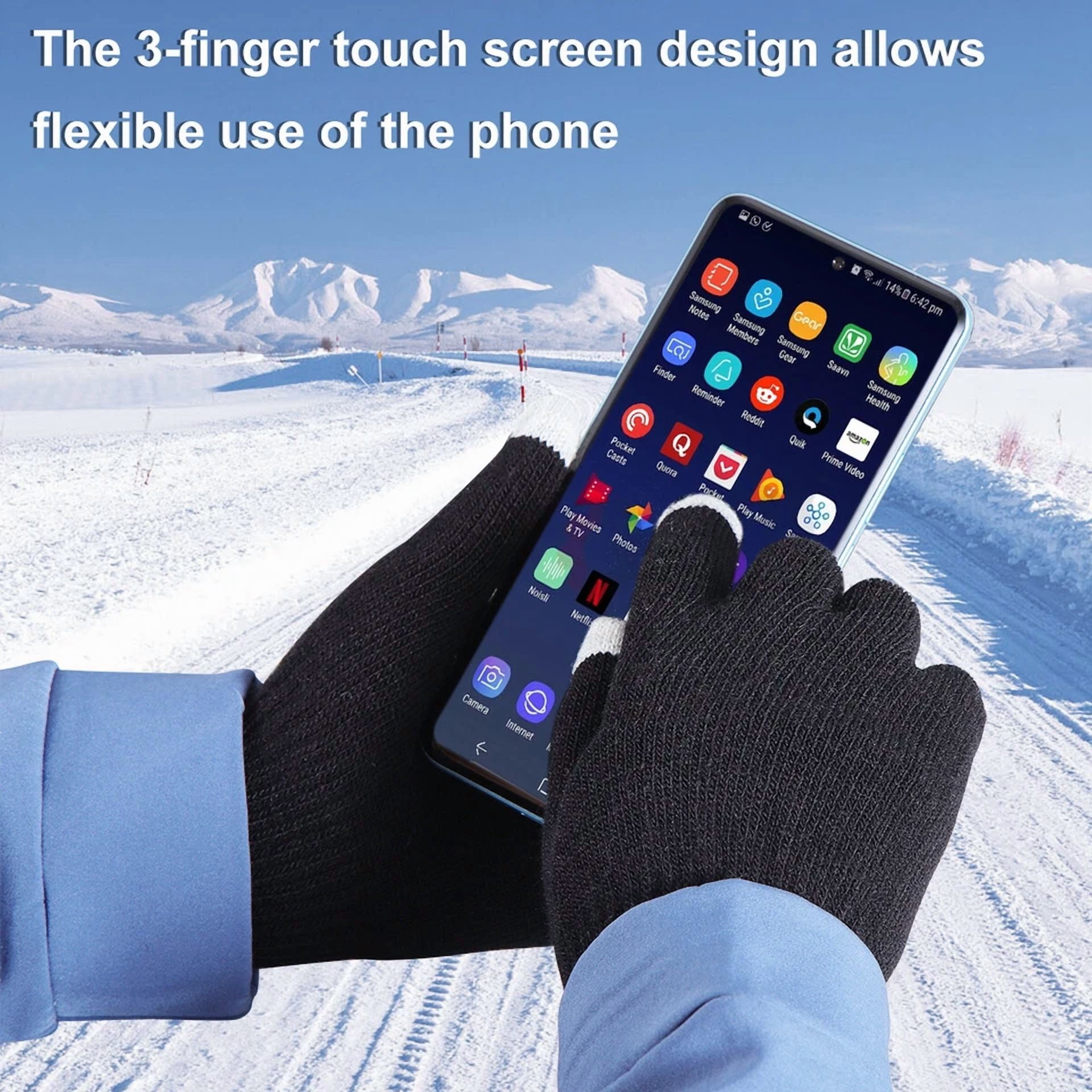 Knack Electric Heated Gloves Touchscreen Winter Warm Windproof Gear (2 Pair Pack, One Size) ogumb