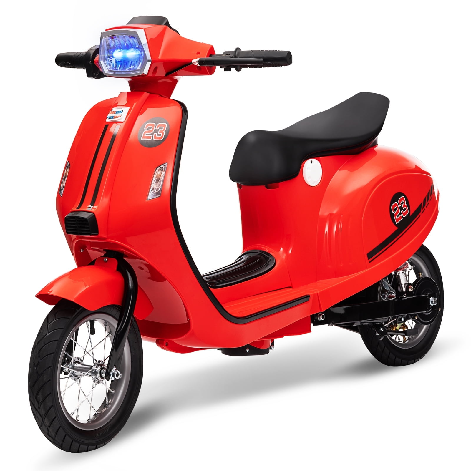 Tuekys Electric Moped Scooter for Kids, 24V 350W Ride-on Motorcycle with LED Lights (Red, 51.18 in) vu0ys